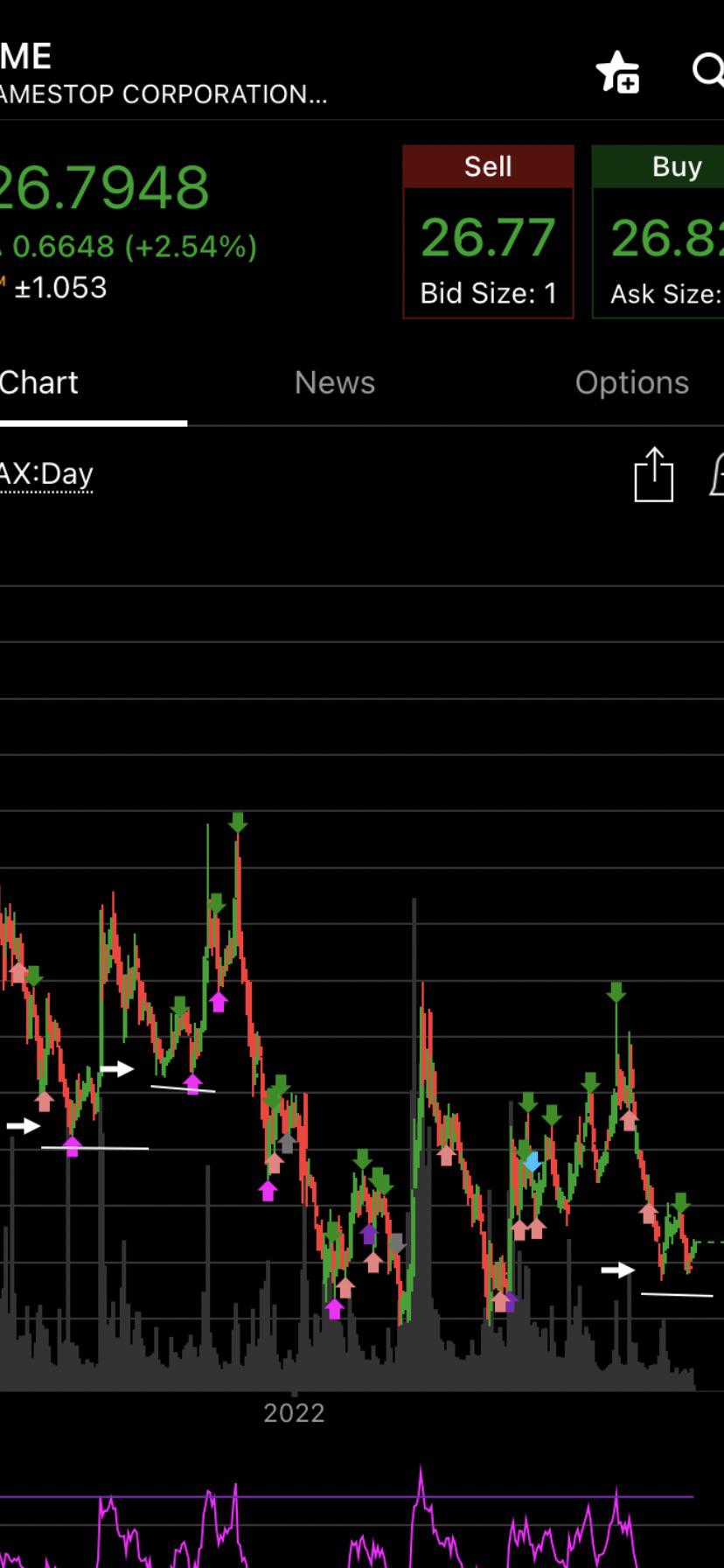 GME 1 day candlesticks seems to have made a familiar double bottom