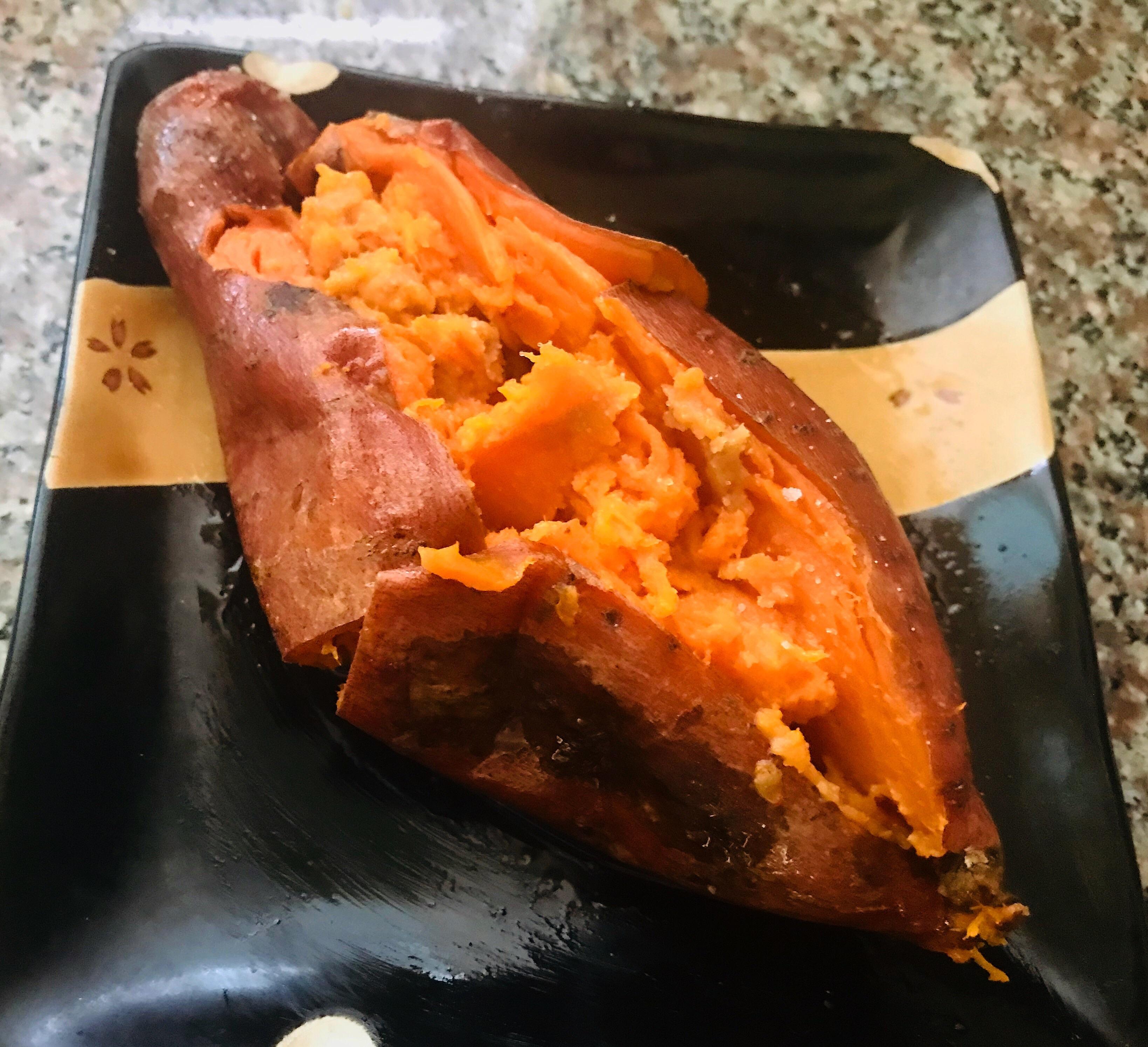 Roasted sweet potato with butter & miso (186 calories) r/safe_food