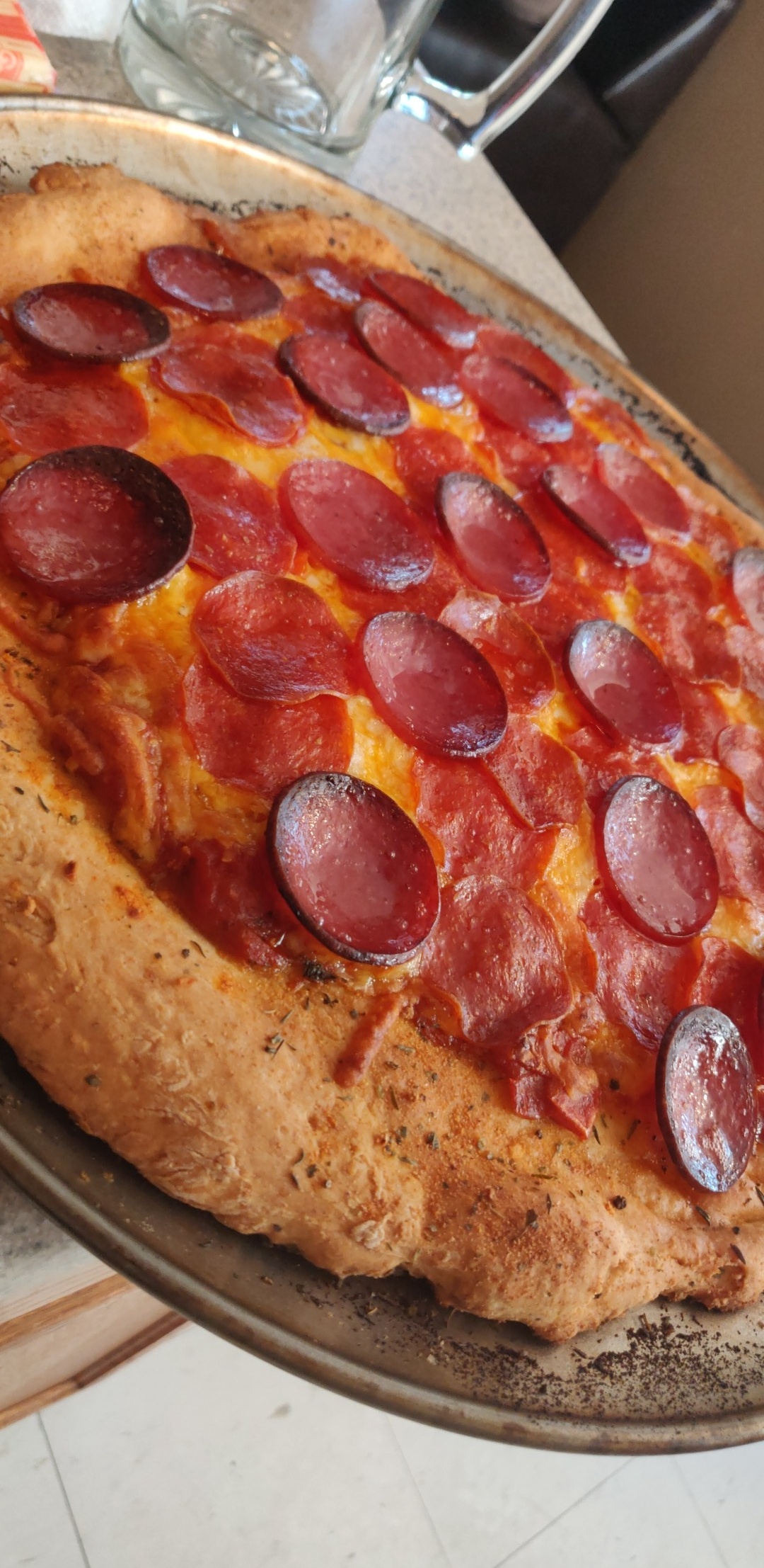 I made pepperoni and salami pizza r/Pizza