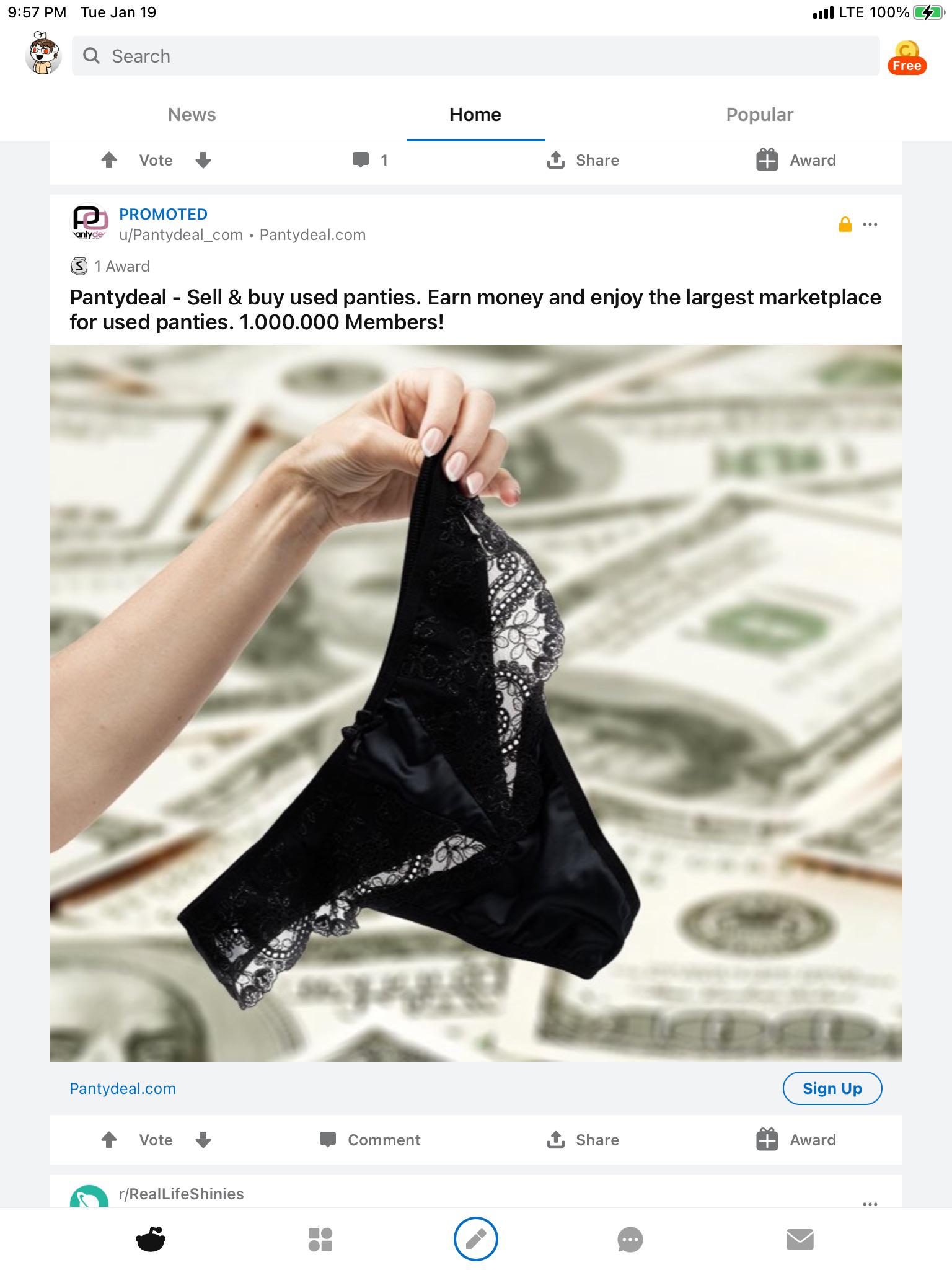 Reddit is running ads for used panties r/cringepics