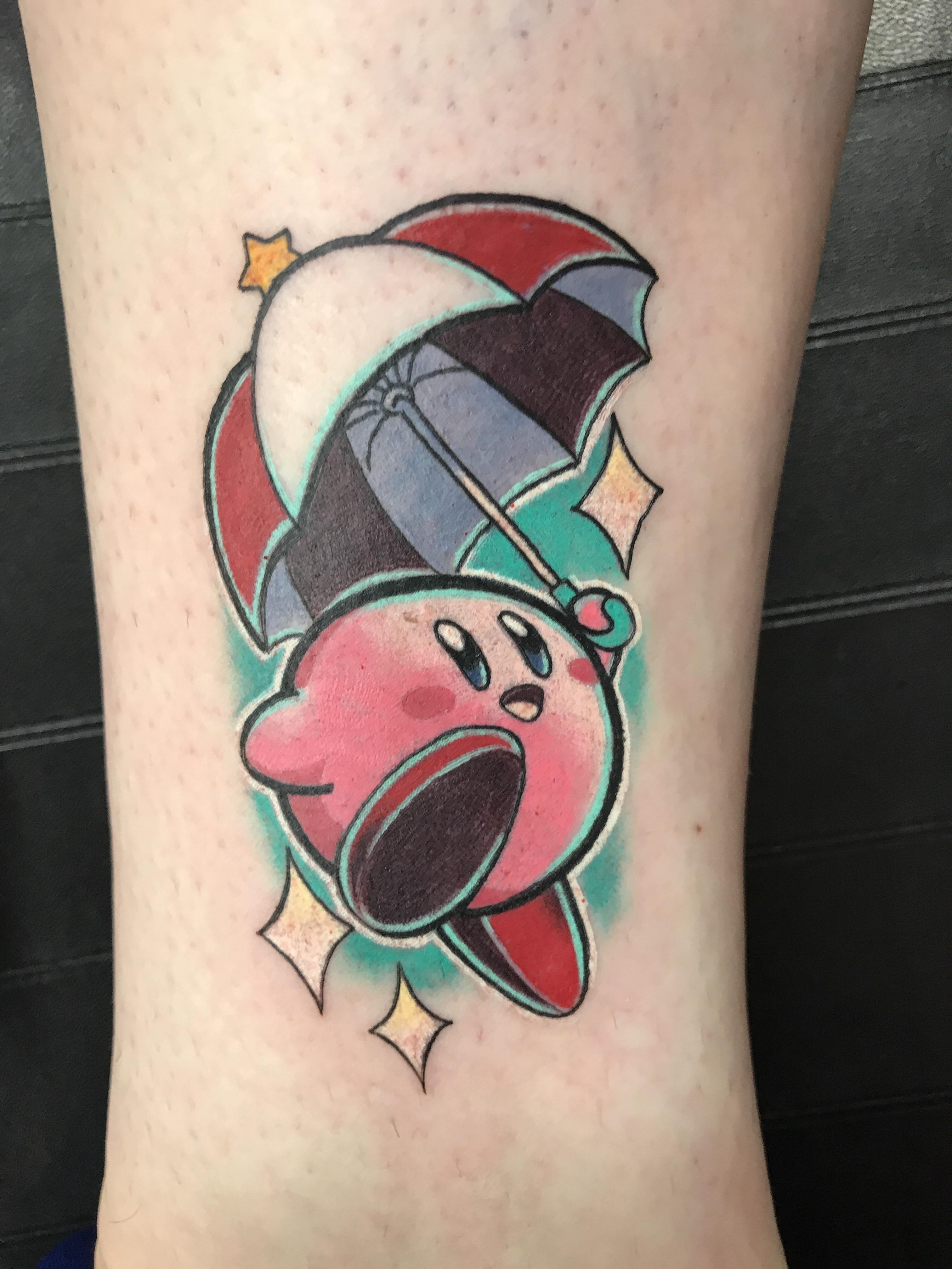 Another gaming tattoo, this time Parasol Kirby. r/GirlGamers