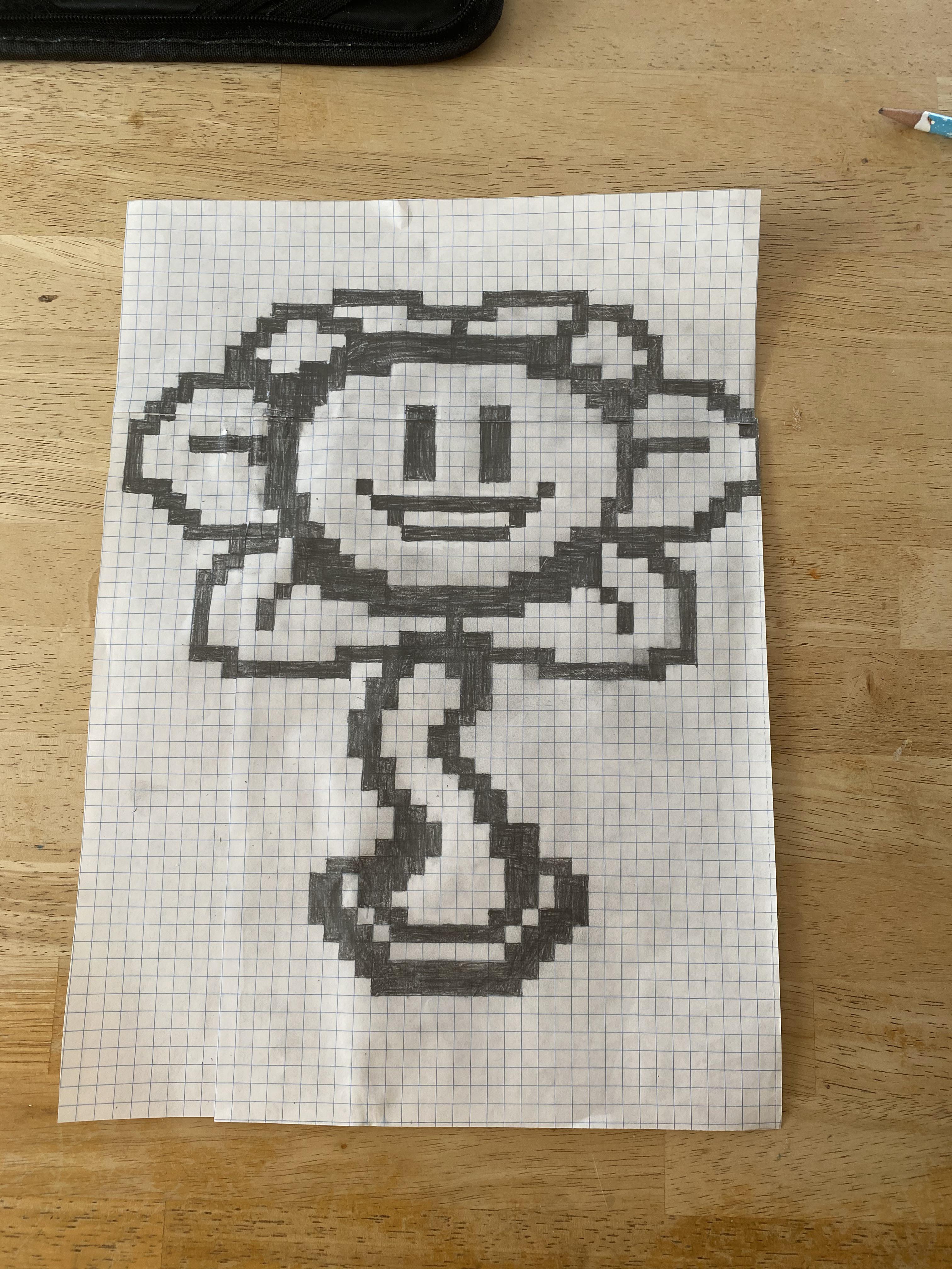 Flowey Pixelart on grid paper! r/Undertale