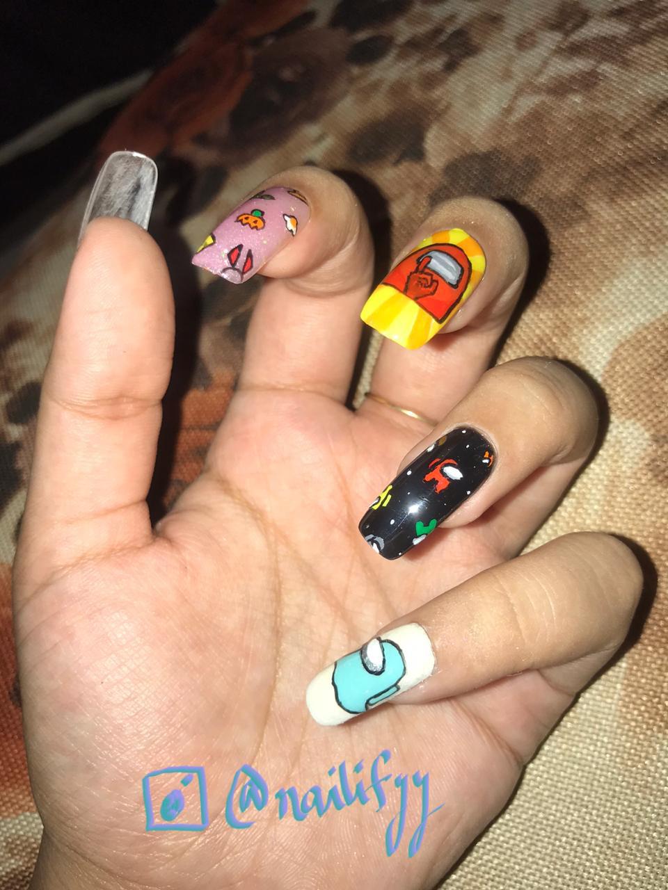 Among Us inspired Nail Art AmongUs