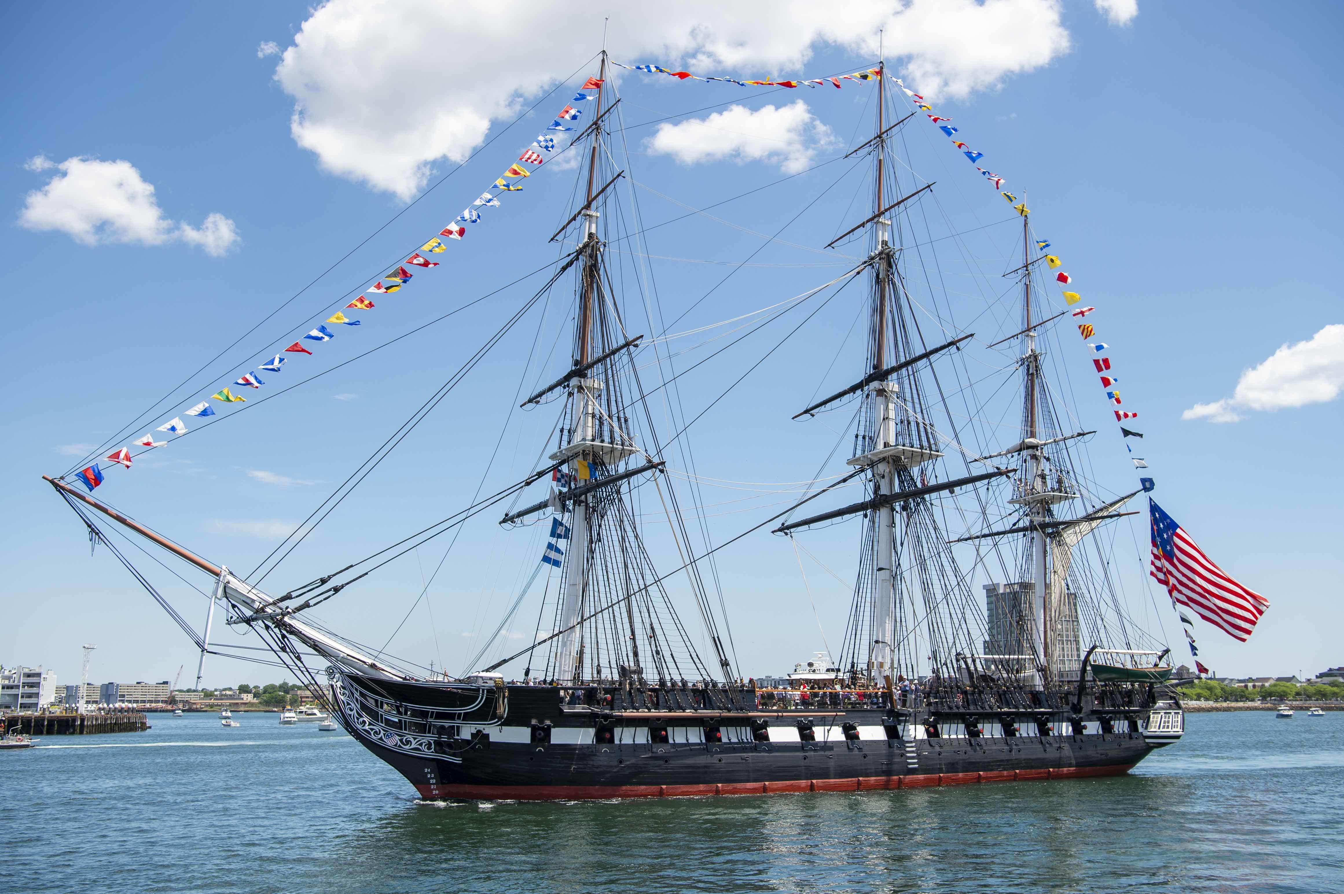 USS Constitution goes underway in Boston Harbor in celebration of