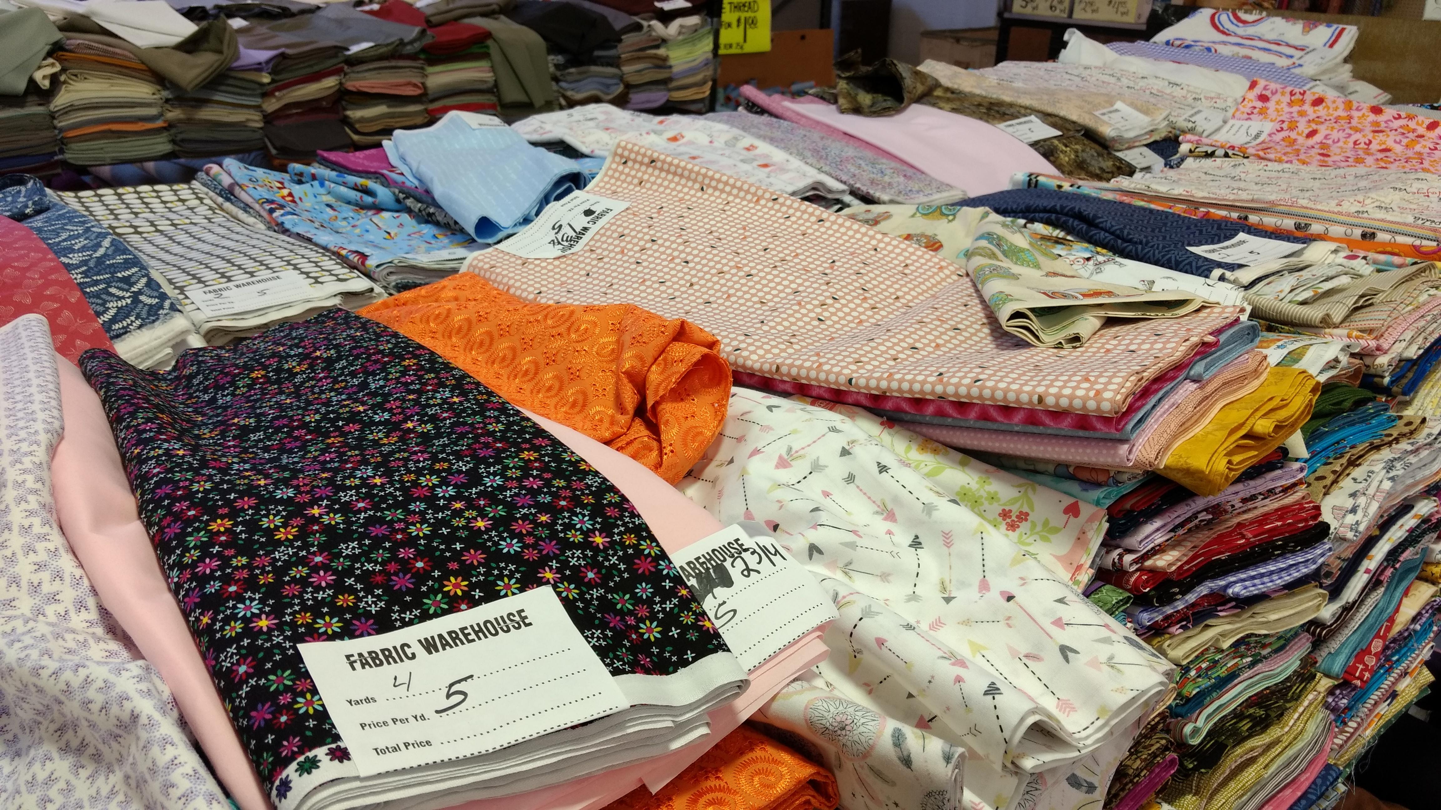 Sale at fabric warehouse, messy, no AC, but delighful r/quilting