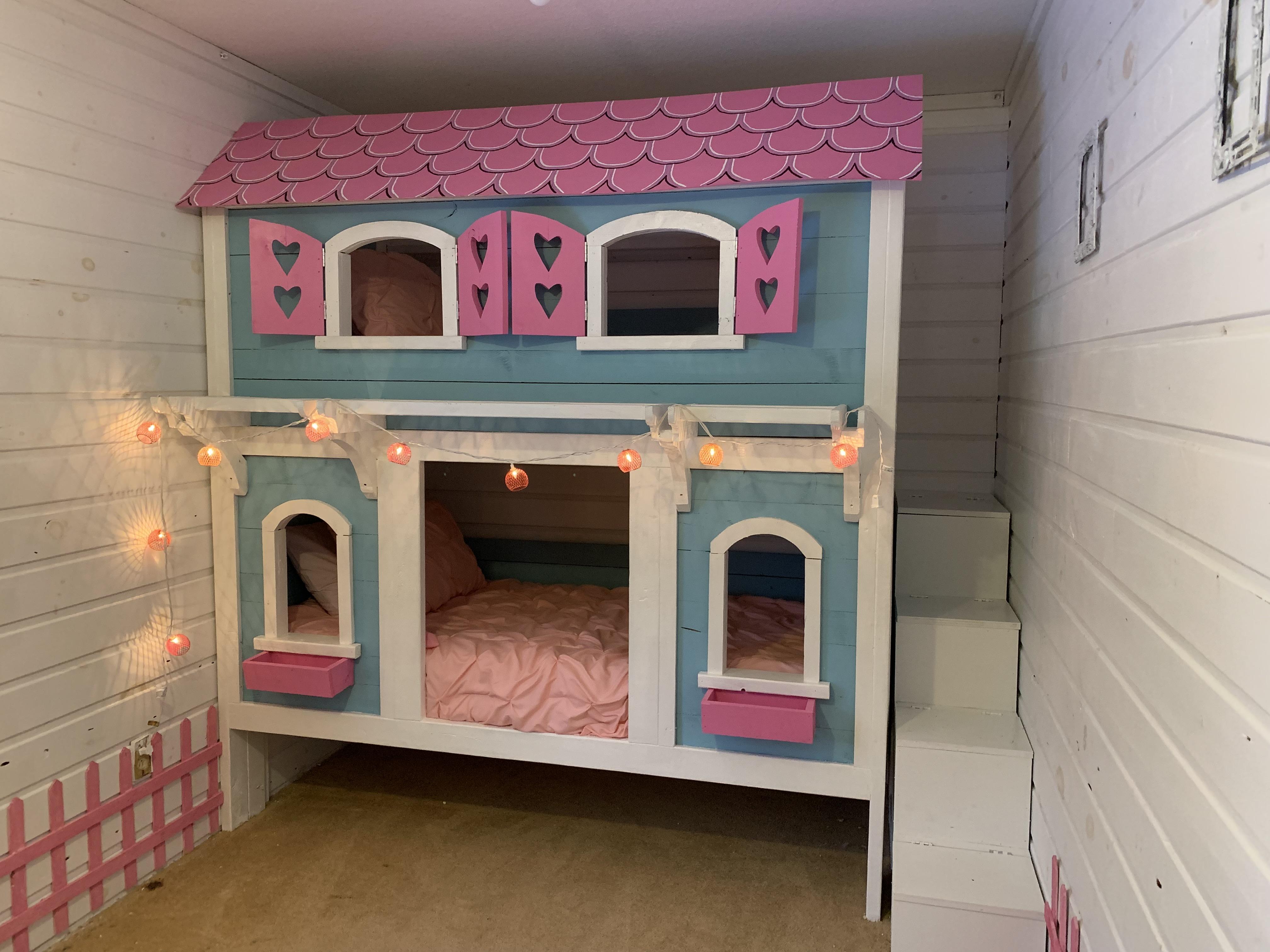 Bunk bed I made for my girls, not my design, but edited the original