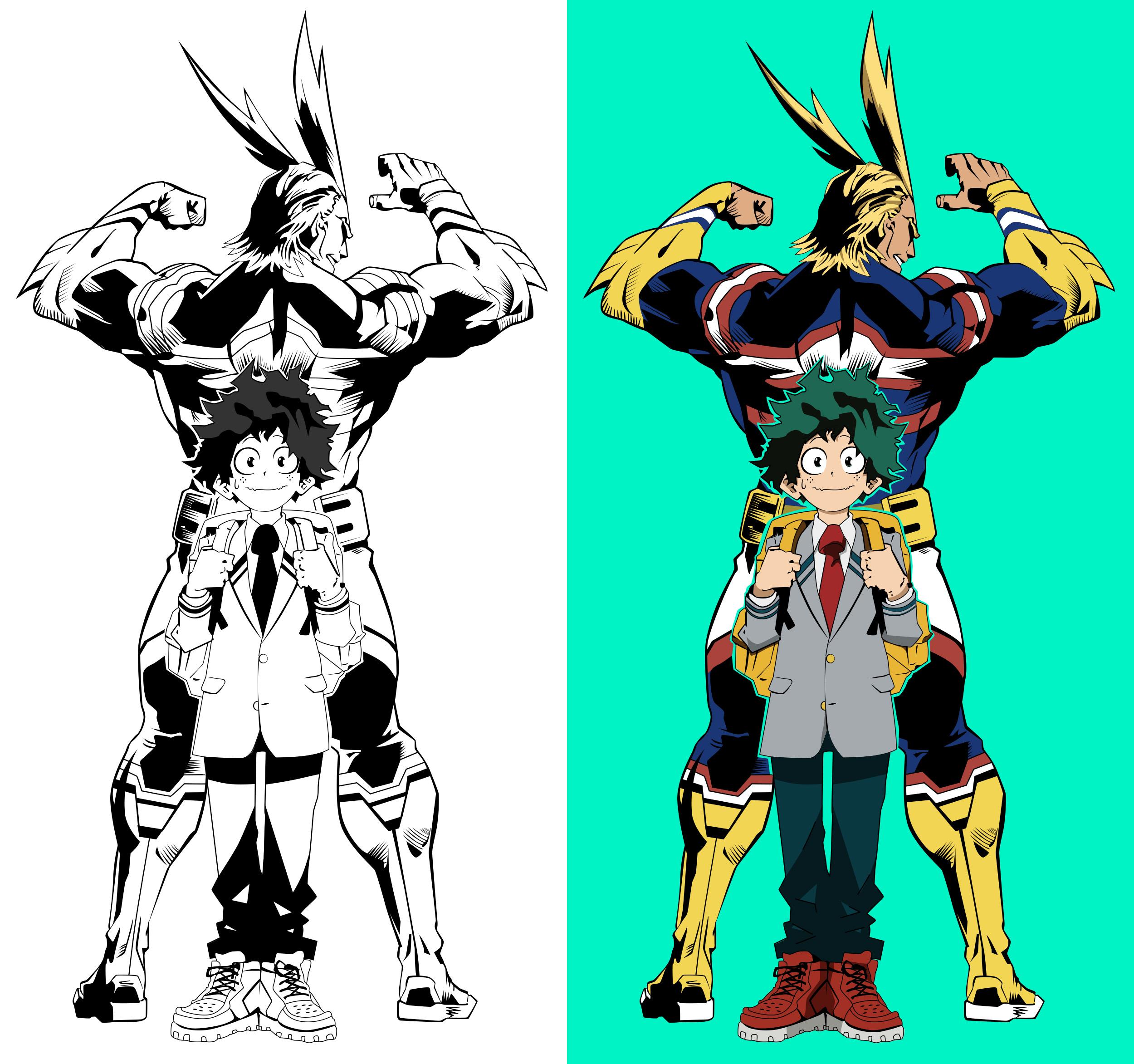 All Might and Midoriya Vector Art BokuNoHeroAcademia