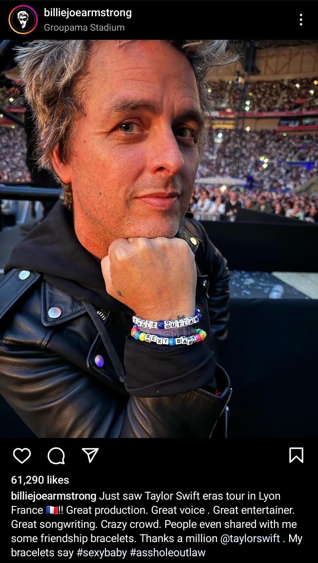 Green Day's Billie Joe Armstrong attended today's Eras Tour concert