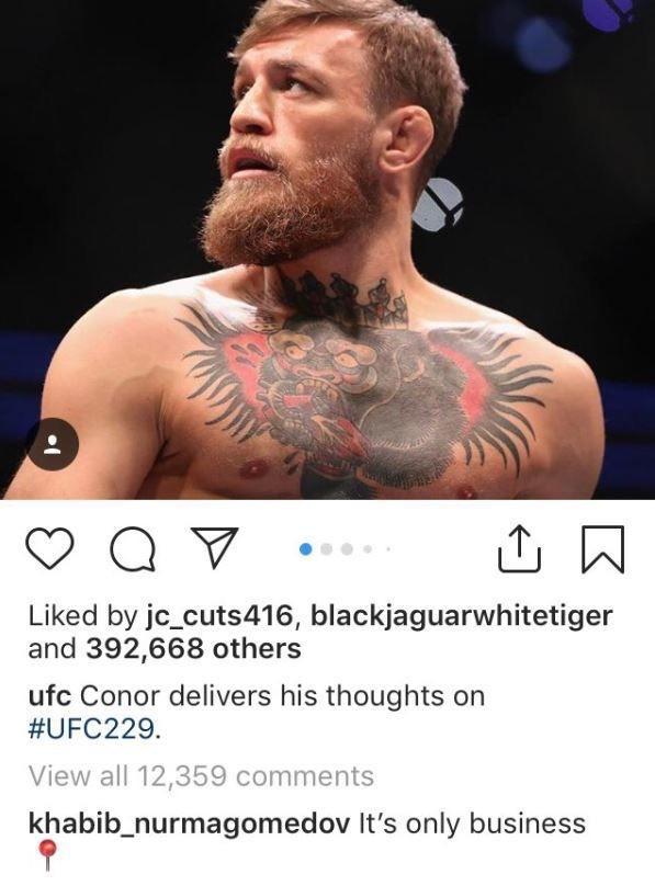 Khabib’s response “Its only business” 🤣 ufc