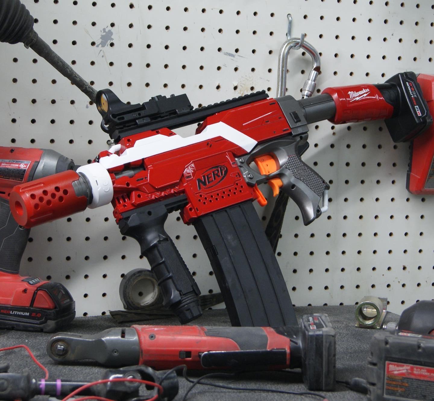 My entry into the “overkill” theme. A Milwaukee tool themed stryfe