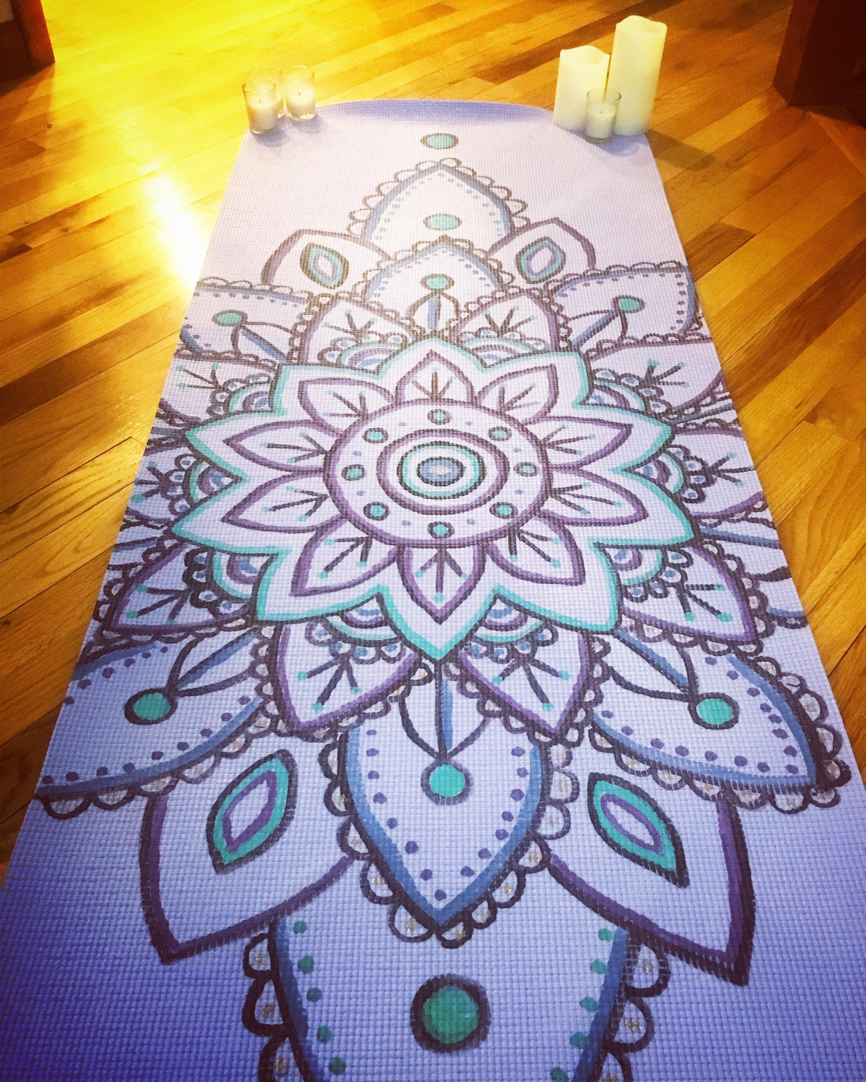 One of the handpainted mandala yoga mats I’ve created. It’s very
