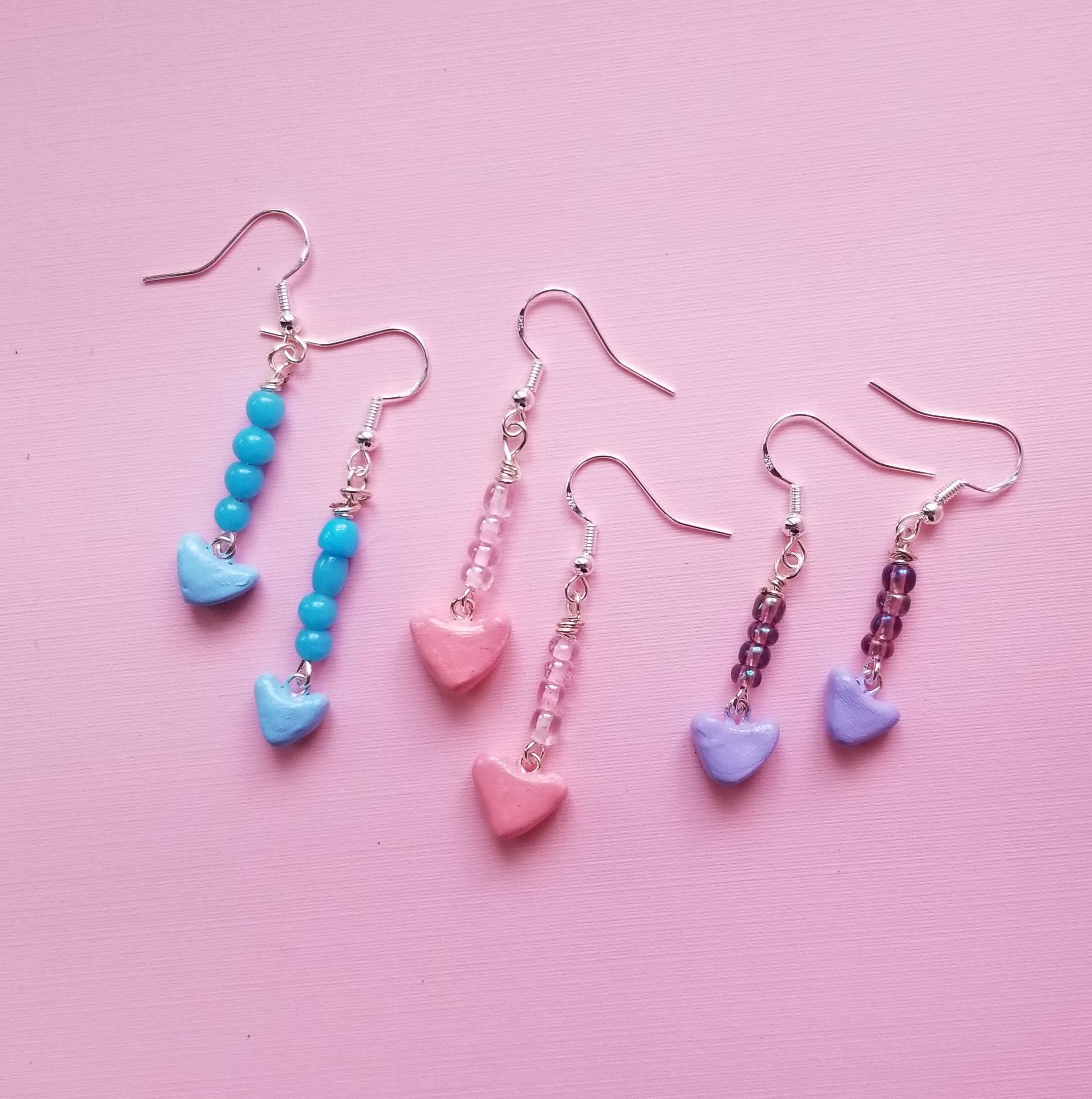 Candy Heart Earrings I made since Valentine's day is almost a month