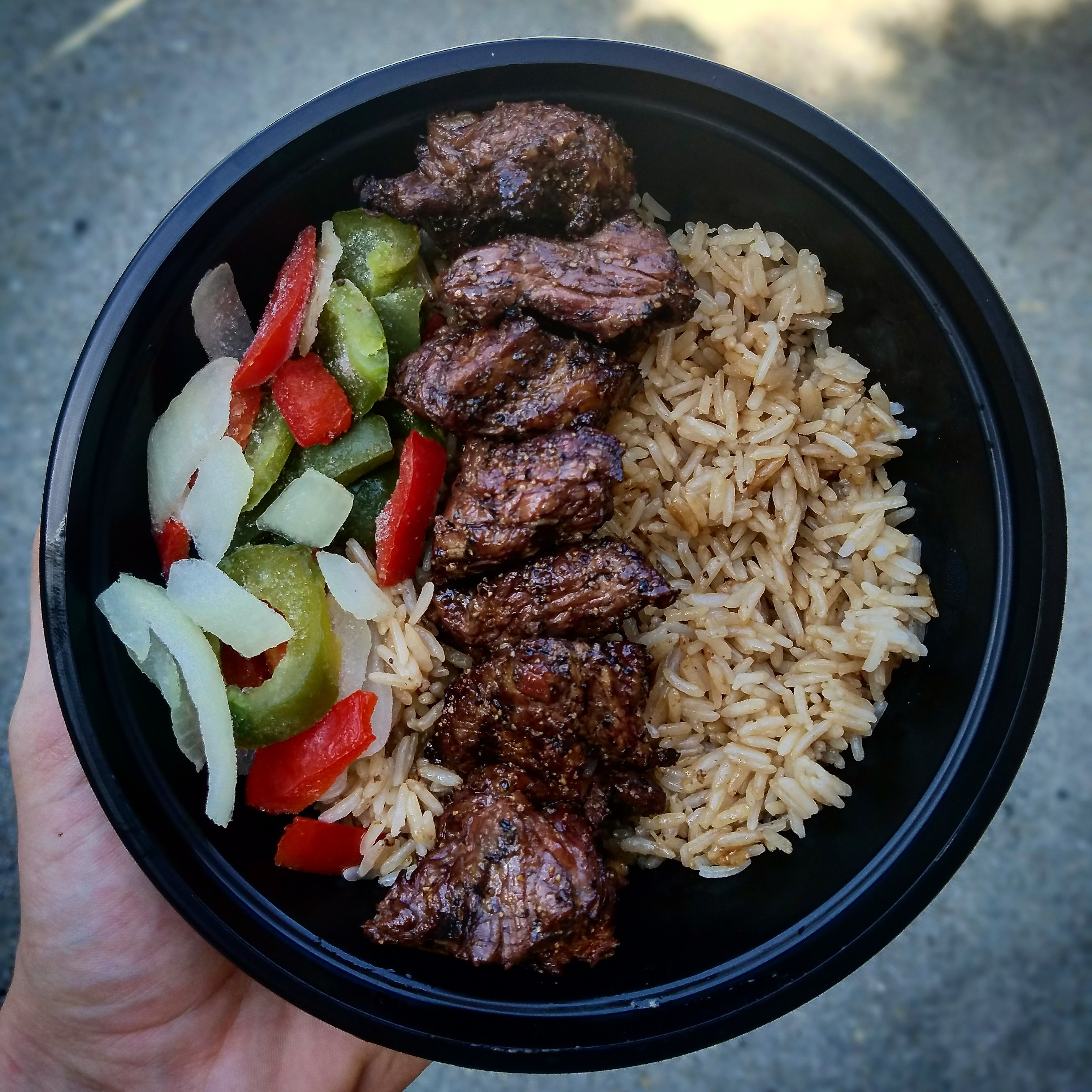 Sirloin tips , rice with peppers and onions r/MealPrepSunday