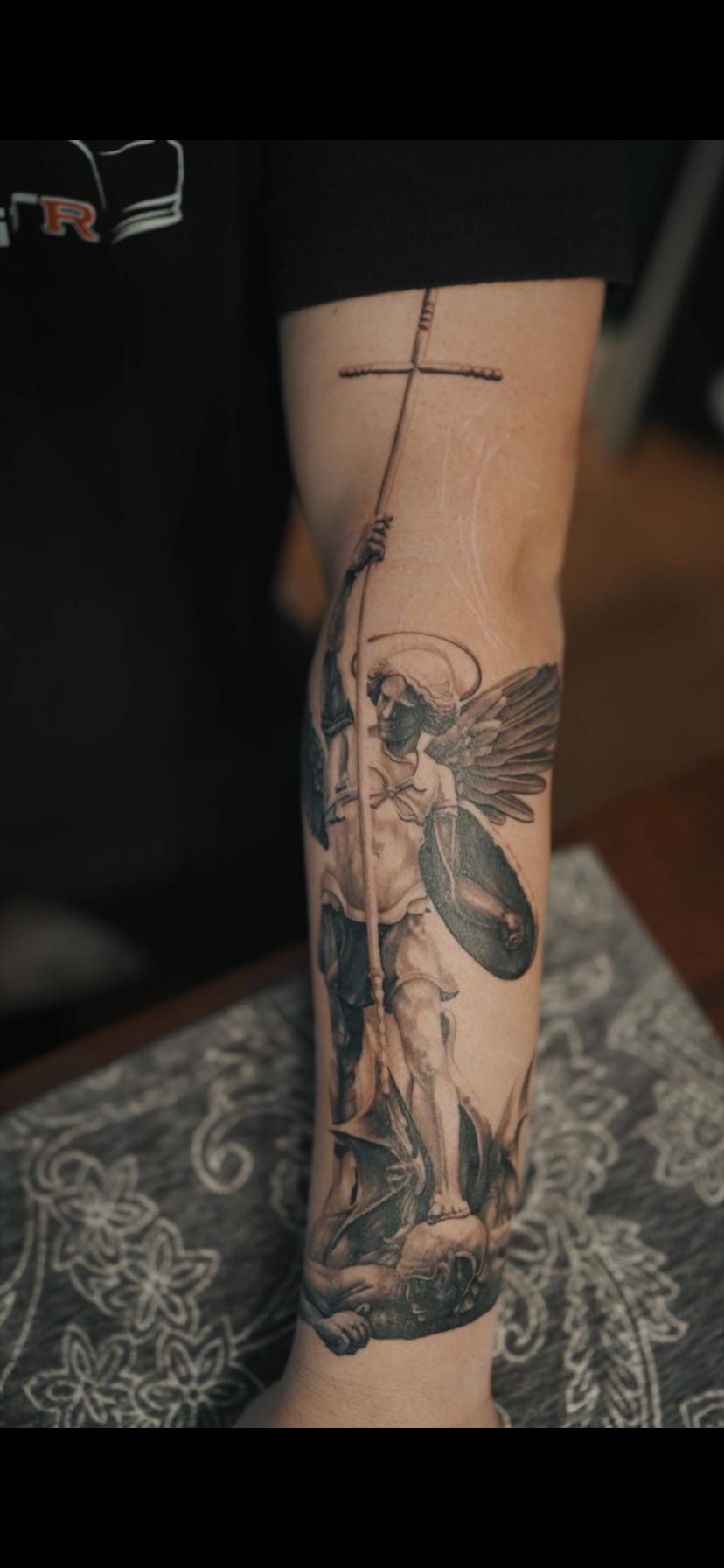 St. Michael done by Nick friederich at Heart of Gold (Hendersonville