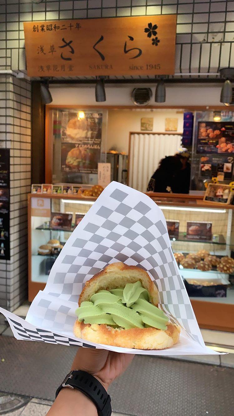 melonpan with matcha ice cream r/JapaneseFood