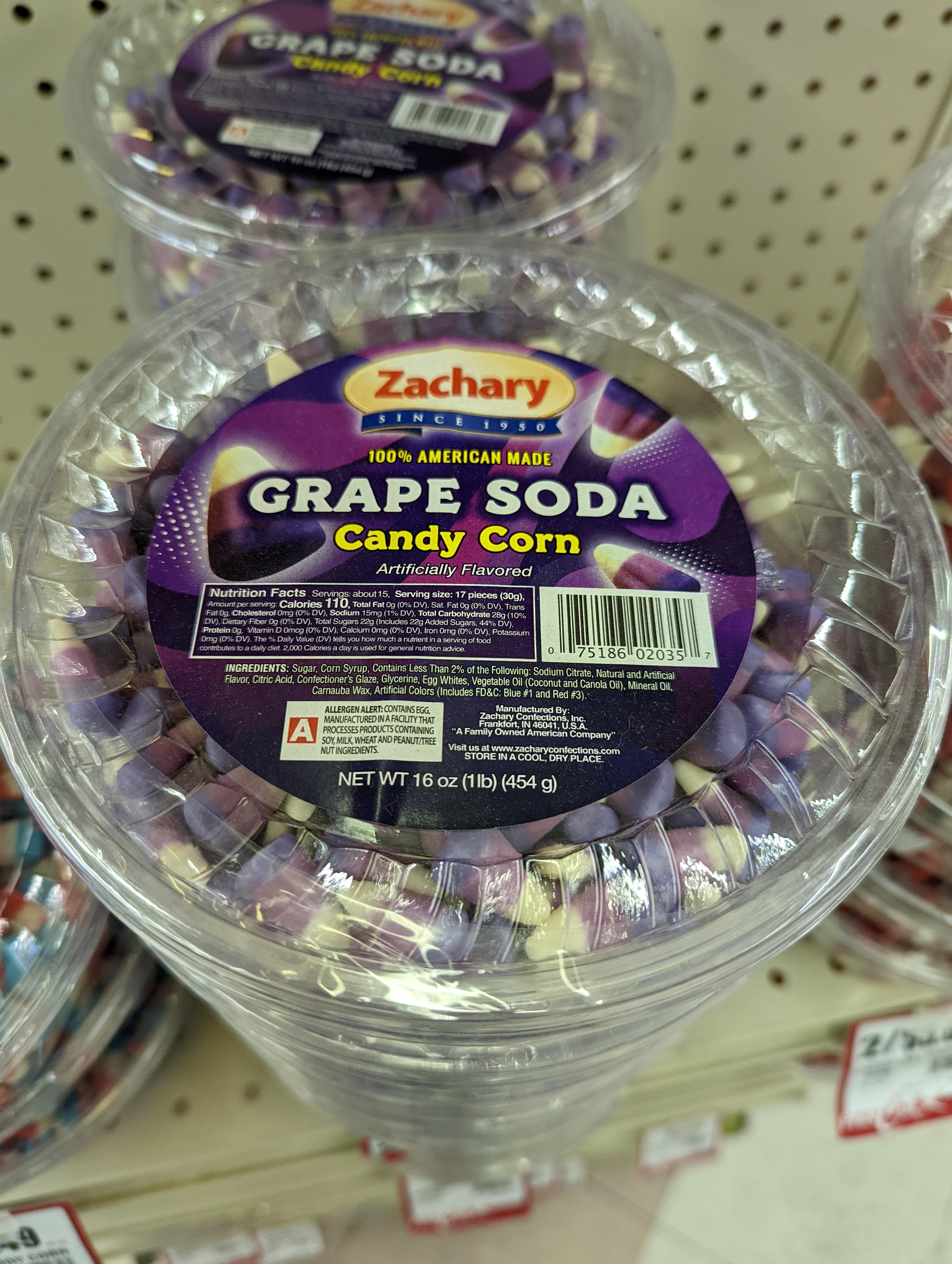My local grocery store is selling grape flavored candy corn. r