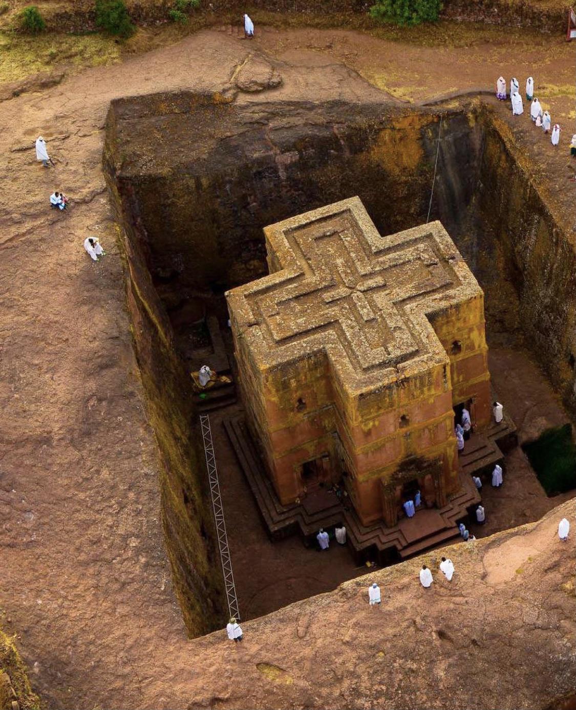 The rockhewn Church of Saint in Lalibela, Ethiopia. 12th cent