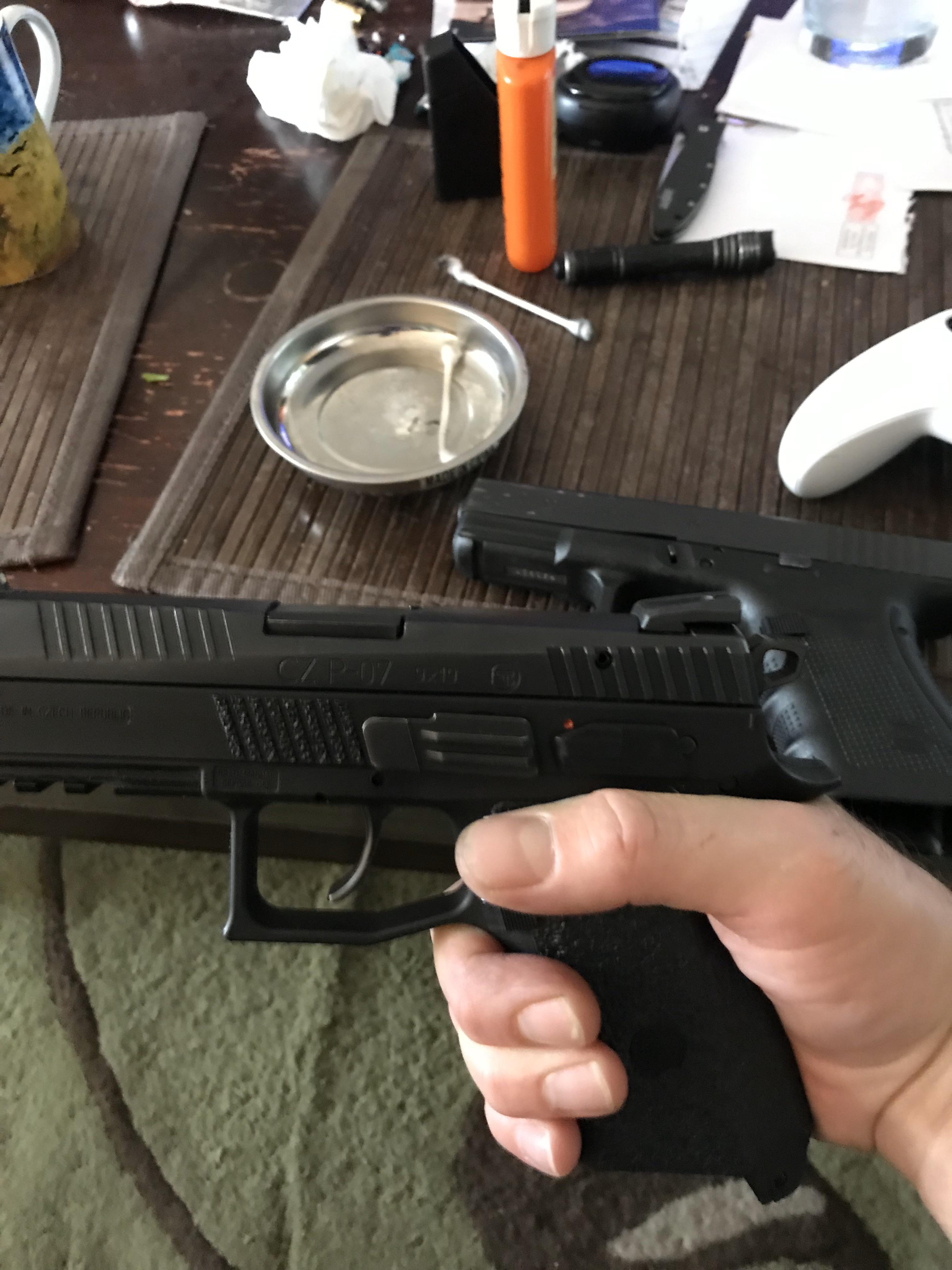 I have a Cz p07 with a Cajun gun works trigger return spring and I feel