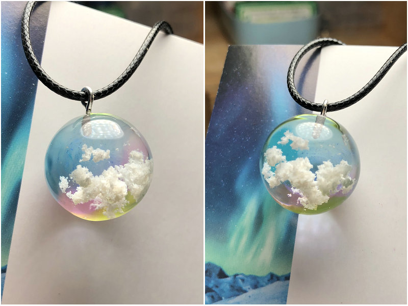 Rainbow and clouds resin pendant r/CraftyTrolls