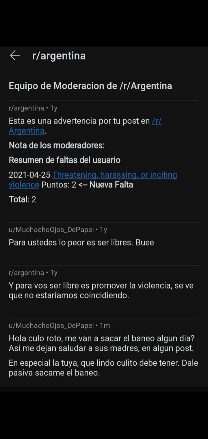Baneado de r/argentina. Ustedes creen que me sacaran el baneo