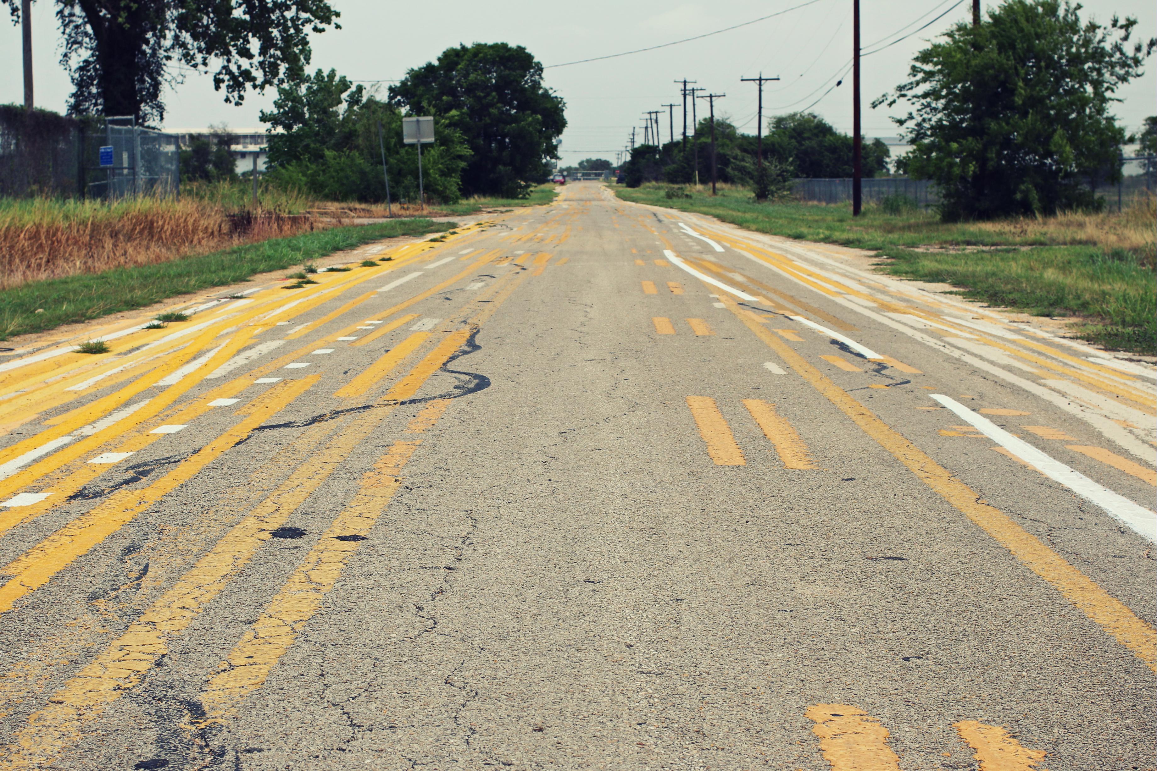 The road where Waco Public works test their stripe machine Waco