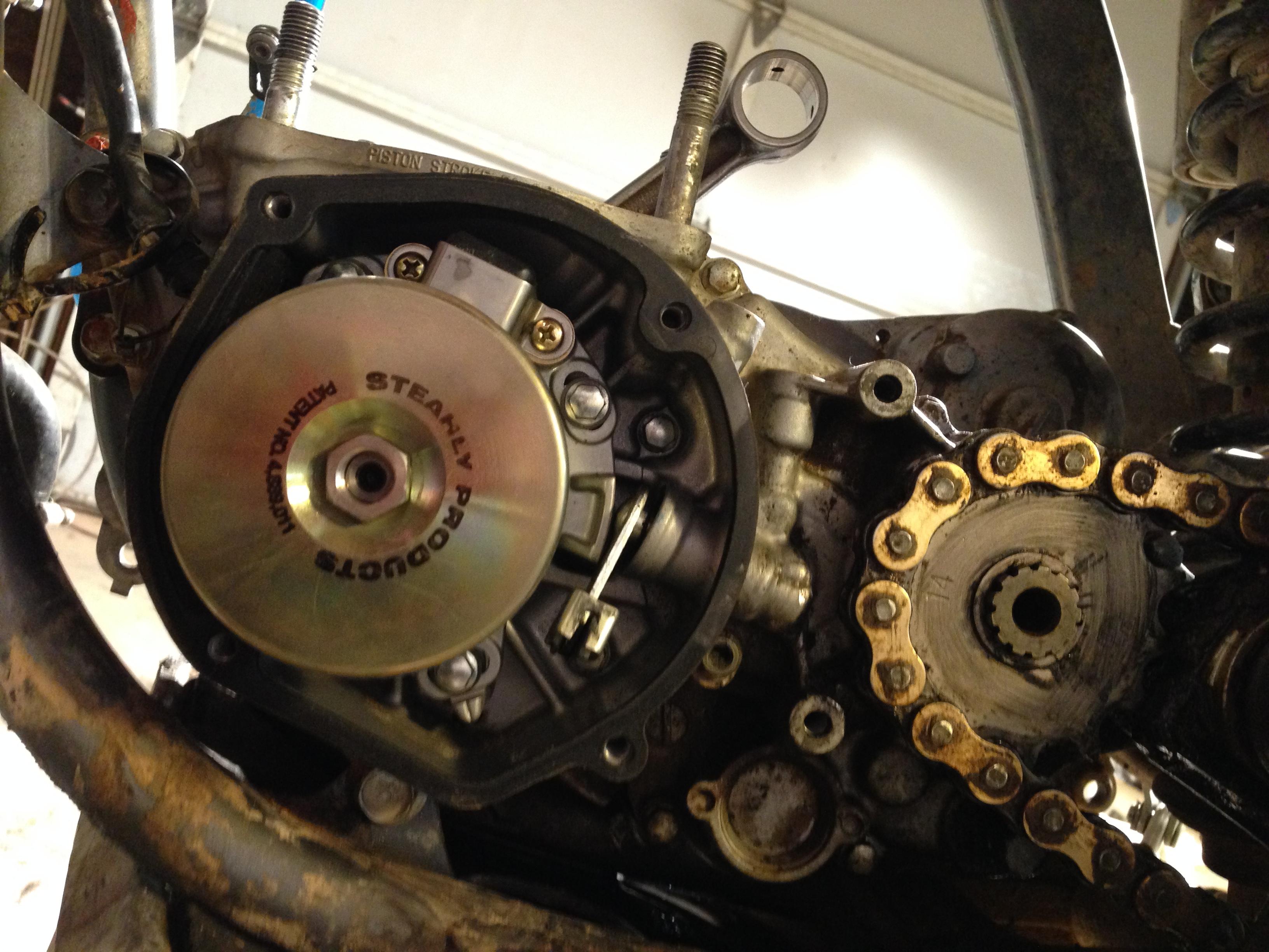 MX bikes modded for offroad use (like my RM250 here) use a flywheel