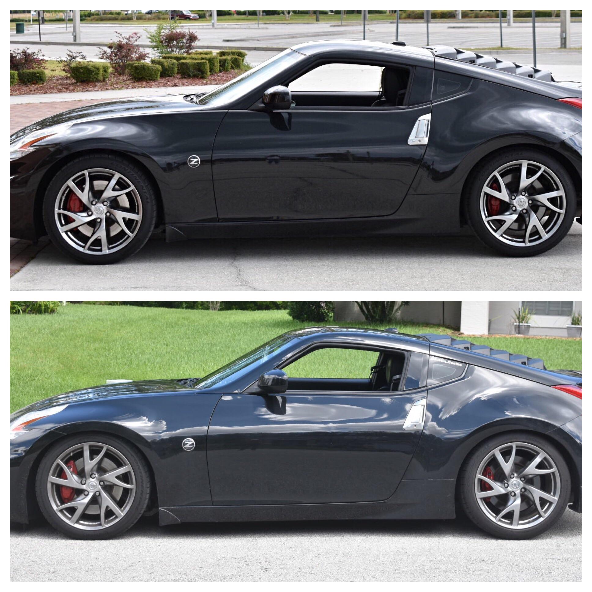 Before and after coilovers. Time for spacers! r/370z