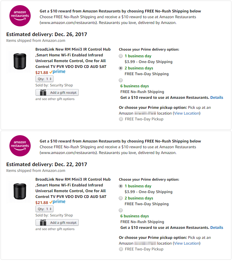 Twoday and oneday shipping really means four and fiveday shipping, I