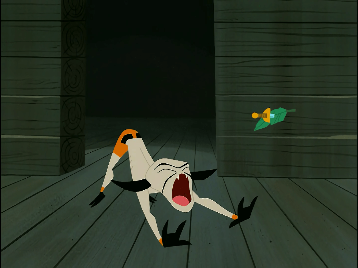 In this brief moment he yawns like Flapjack's Disturbing Cat(it's on