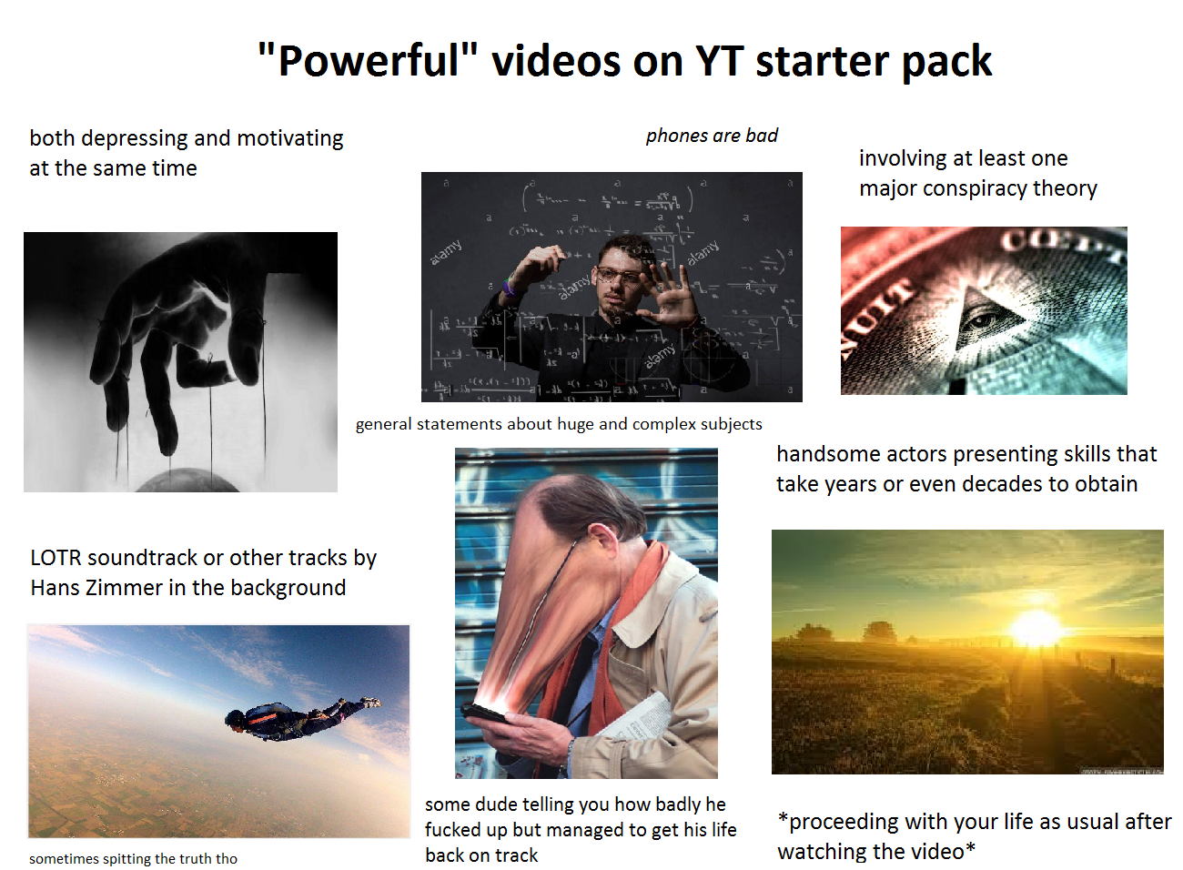 "Powerful" videos on YT starter pack r/starterpacks