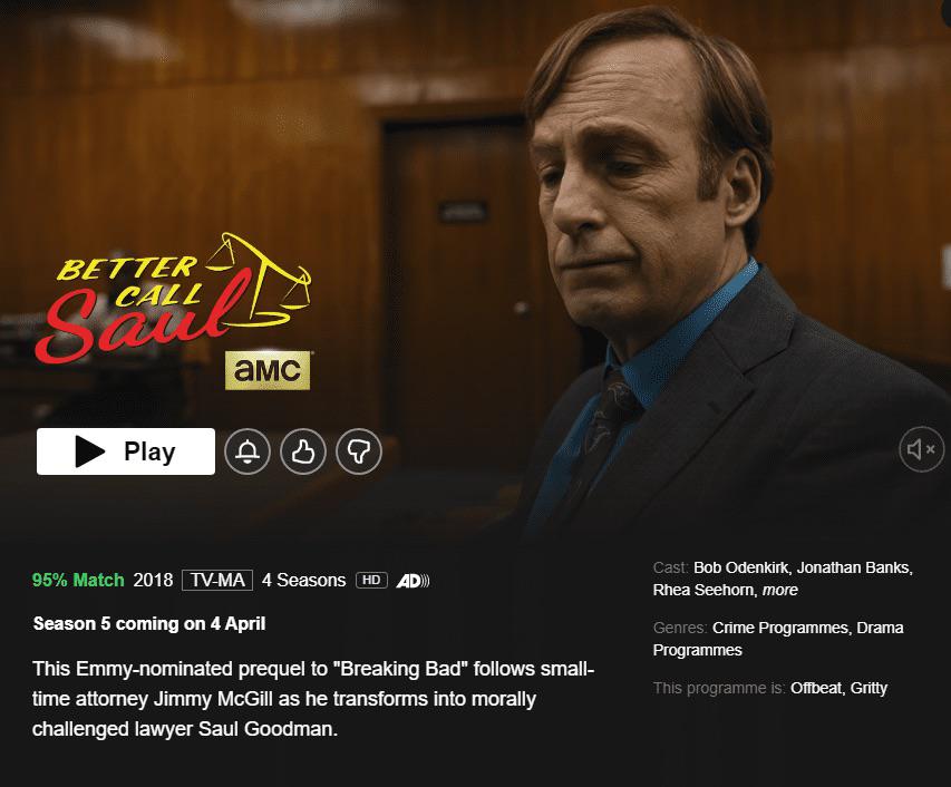 Better Call Saul Season 5 on US Netflix April 4th r/betterCallSaul