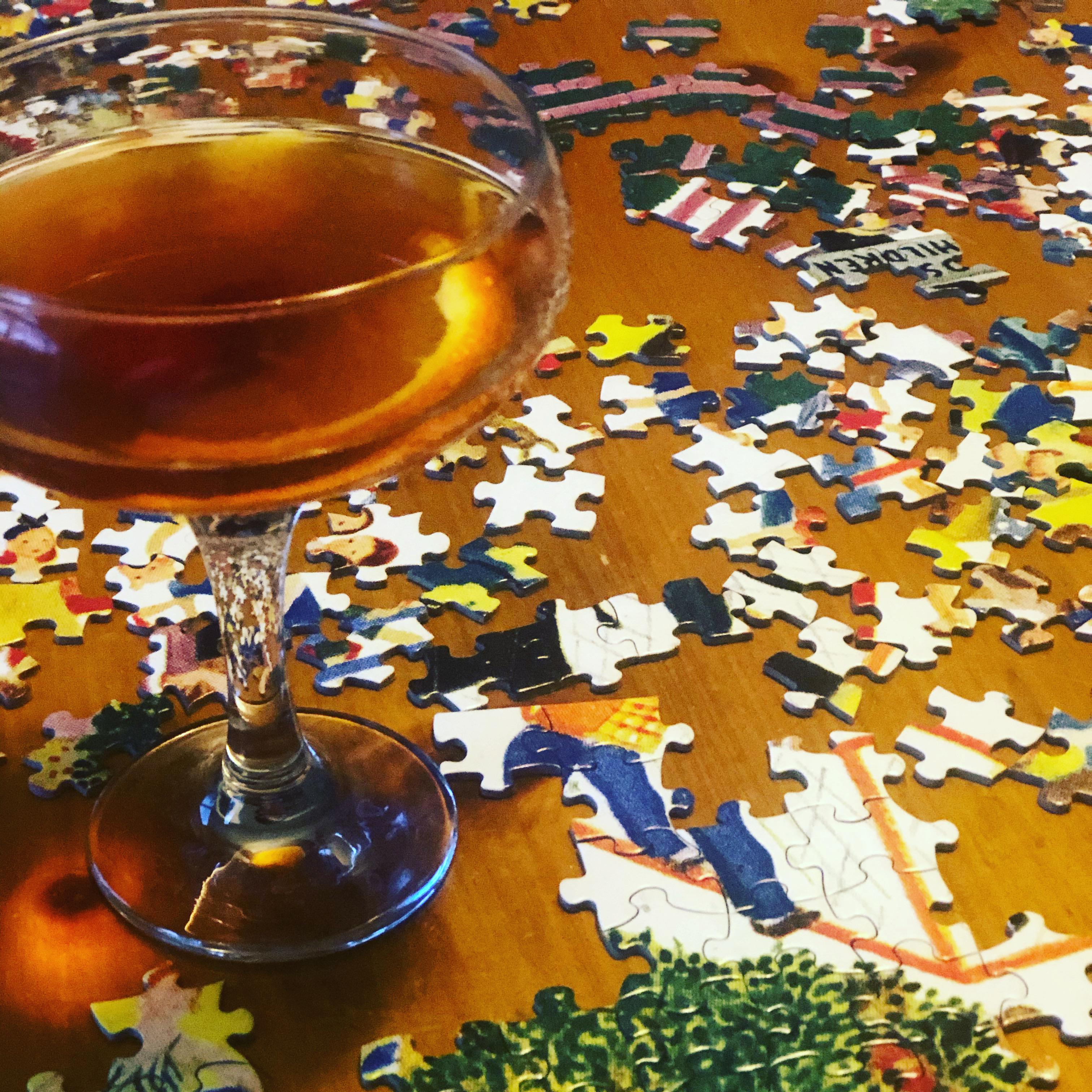 Classic Manhattan with nothing but time to finish this puzzle cocktails