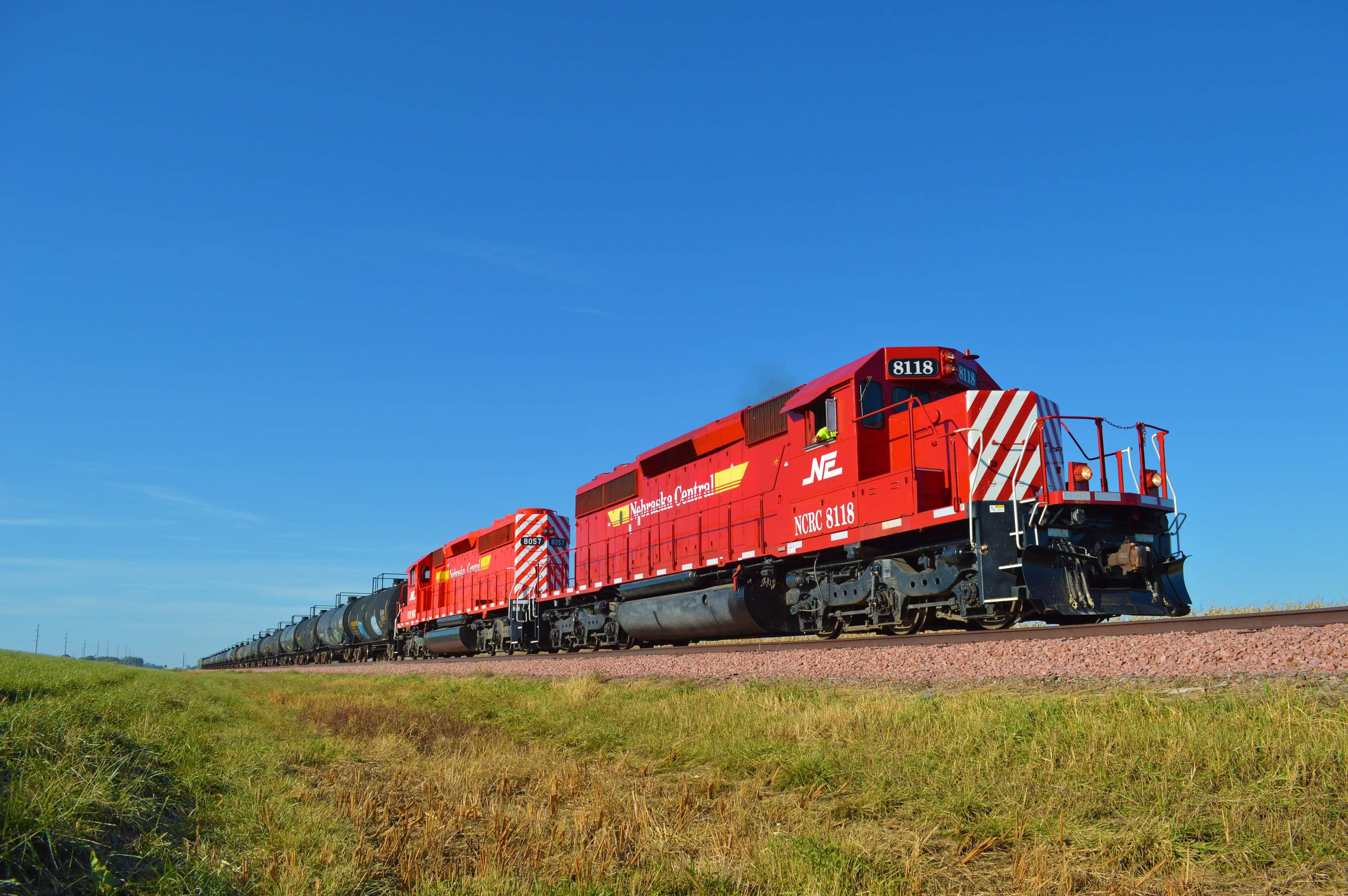 Nebraska Central 8118 on the Ord Subdivision near Cotesfield, NE. r