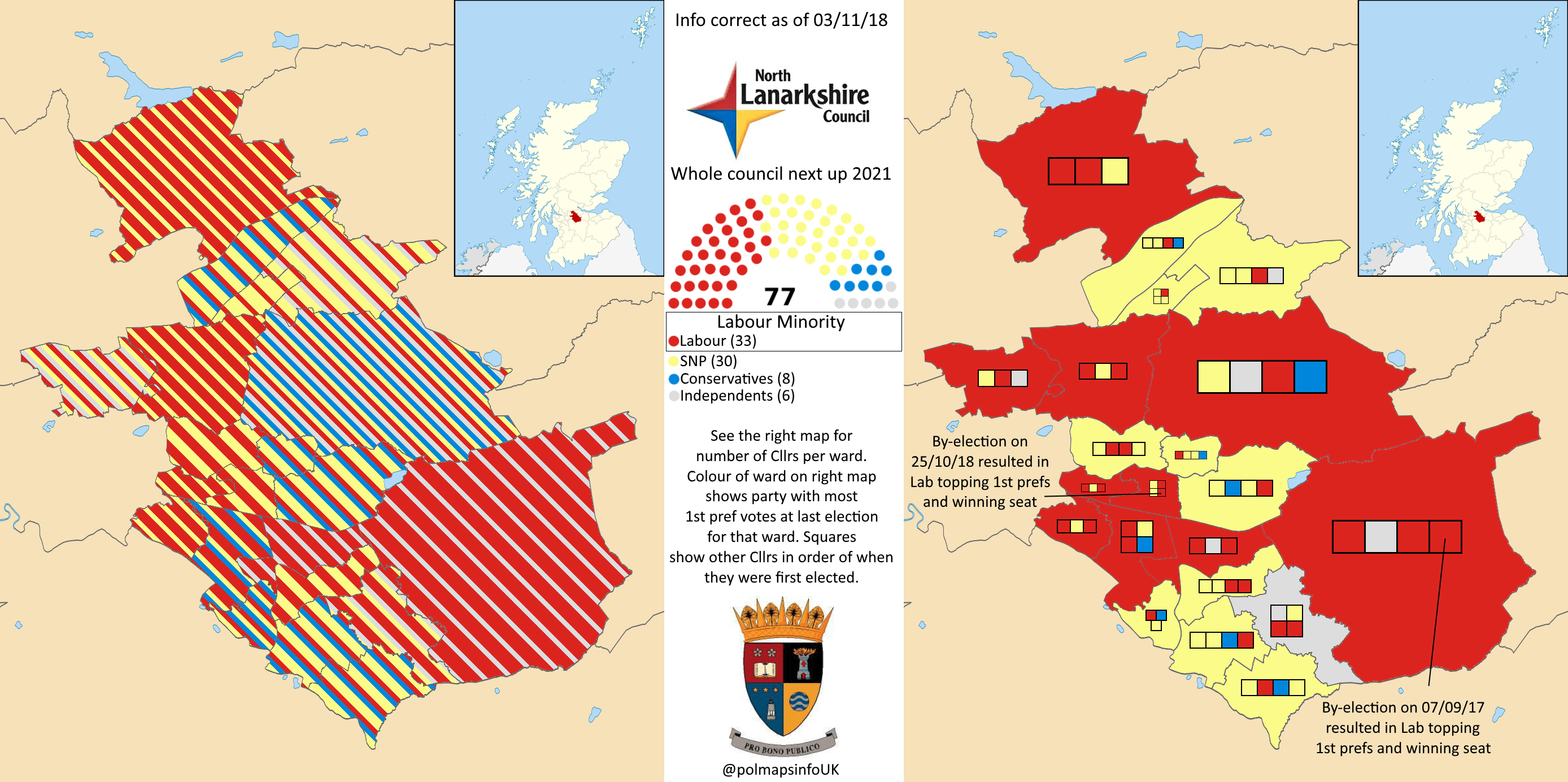 North Lanarkshire Council, Scotland. 03/11/2018 r/PoliticalMaps