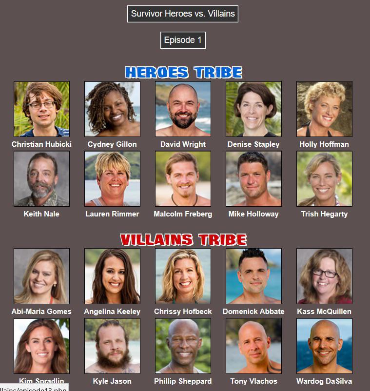 Heroes vs Villains 2 past season 20 r/survivor