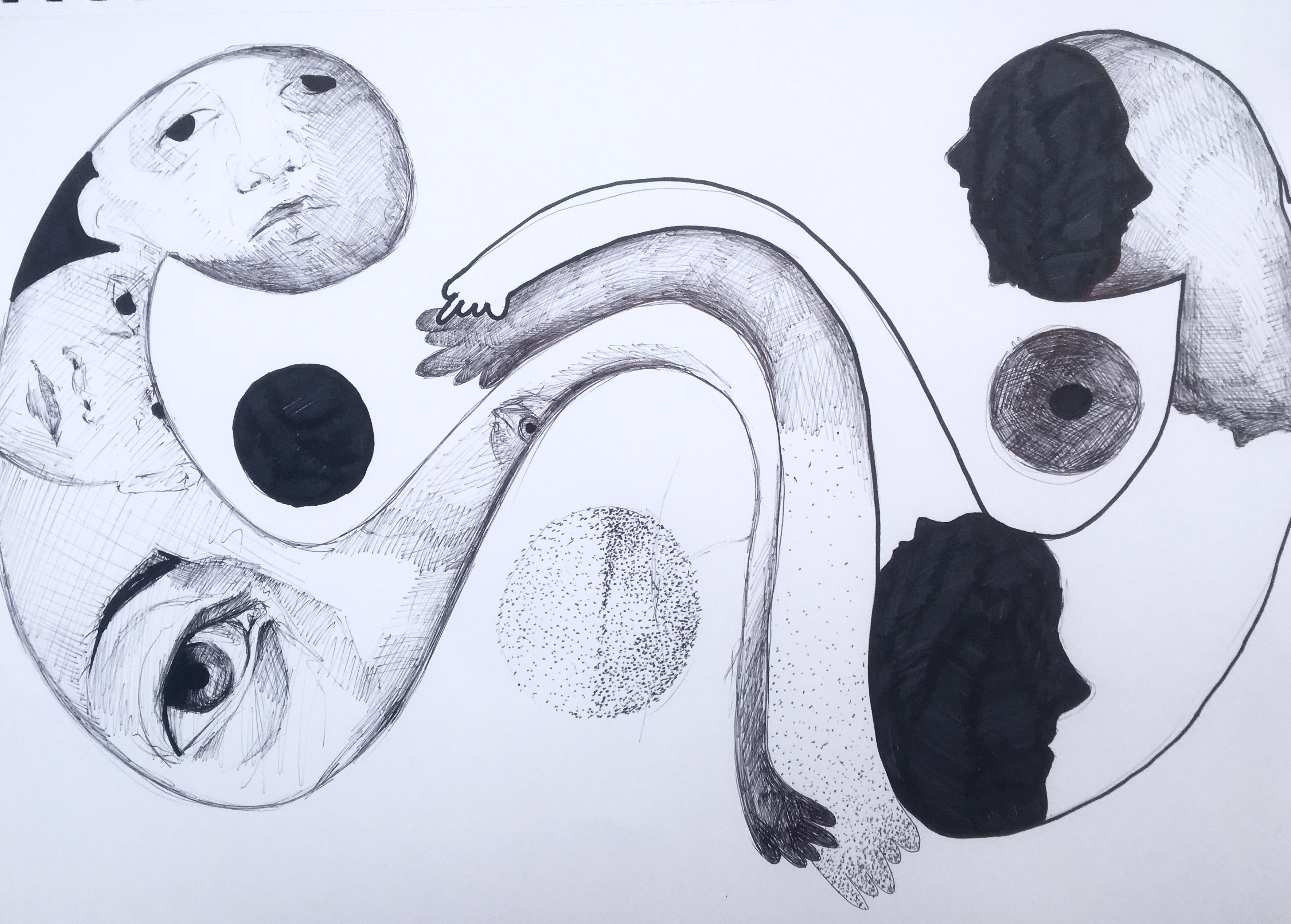 Another automatic drawing using pen. Seems to be some sort of reference