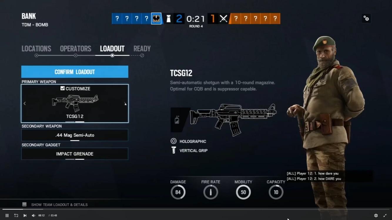 TCSG12 shotgun weapon stats r/Rainbow6