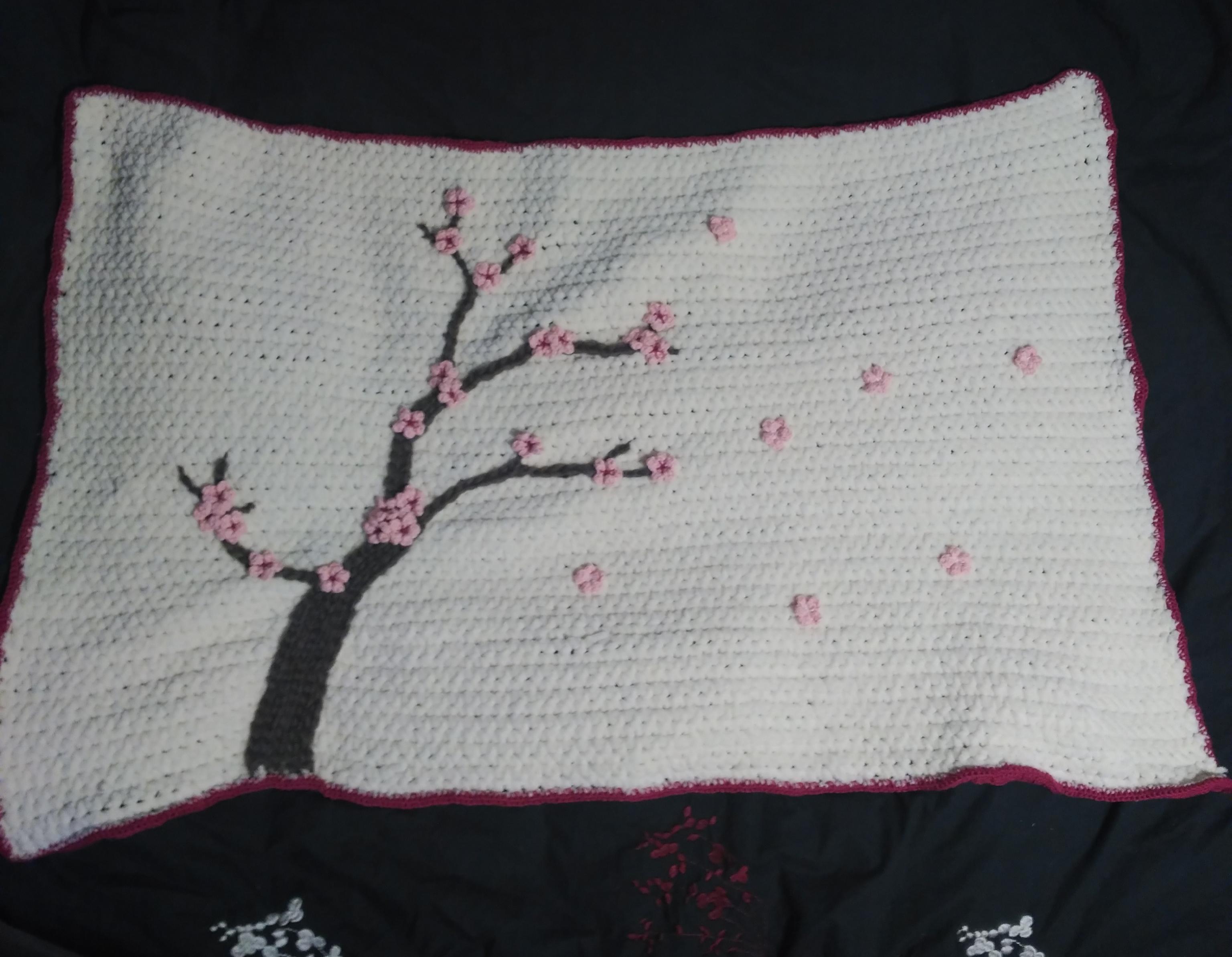 Japanese panel inspired baby blanket, all crochet, no pattern. (Before