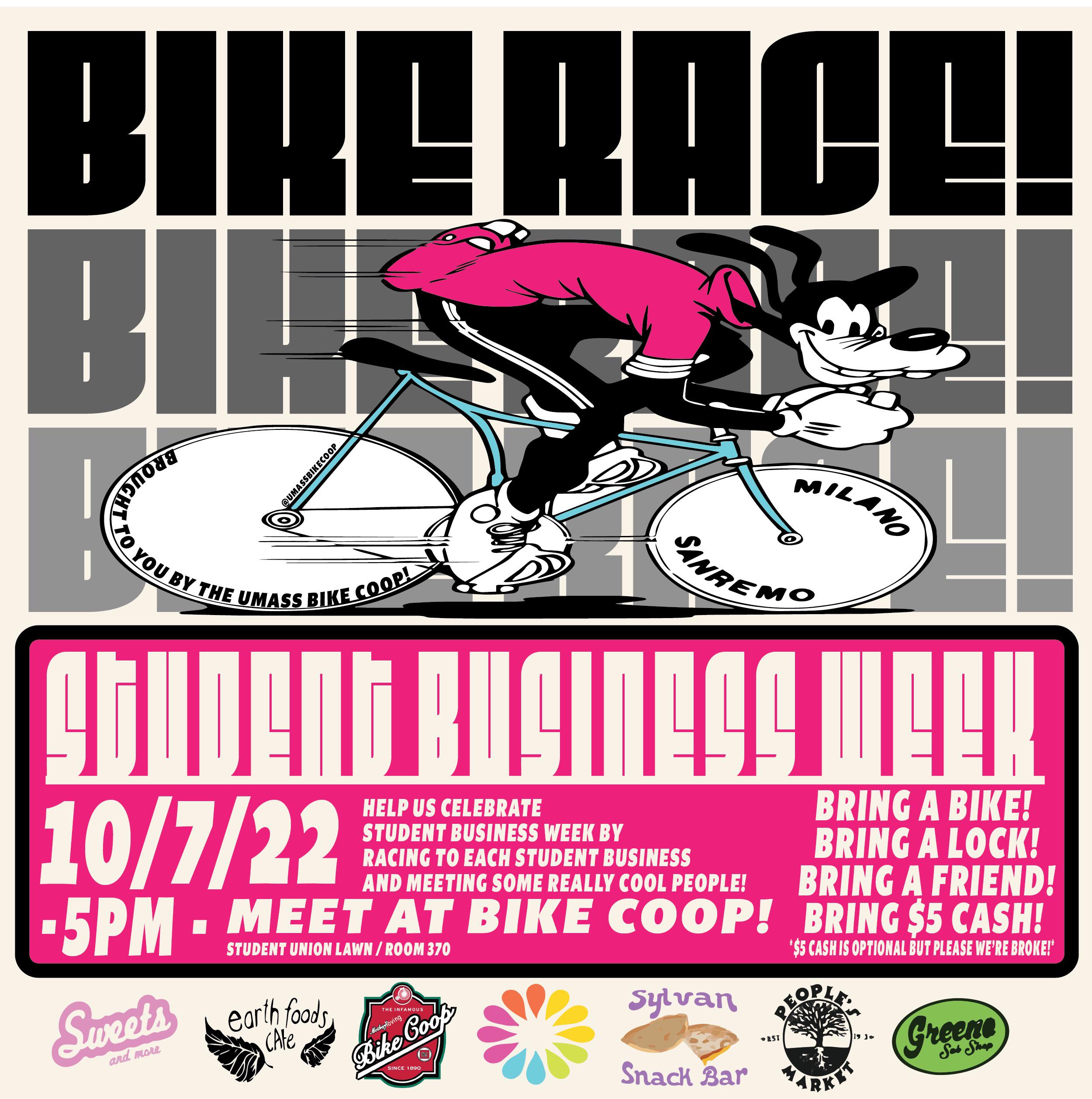 the umass bike coop is hosting a bike race next friday! it’s going to