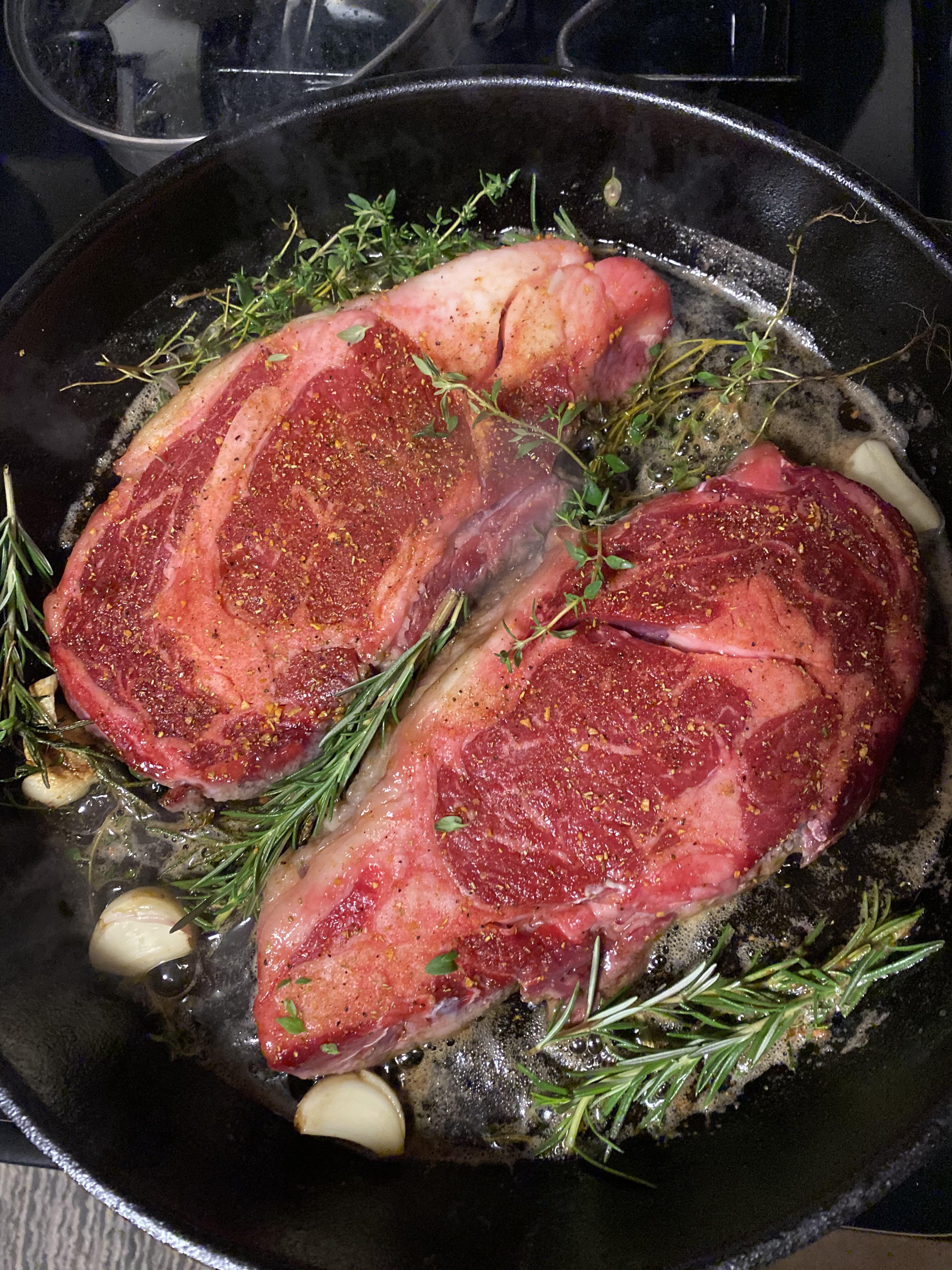 [Homemade] Cast Iron Ribeye Steaks r/food