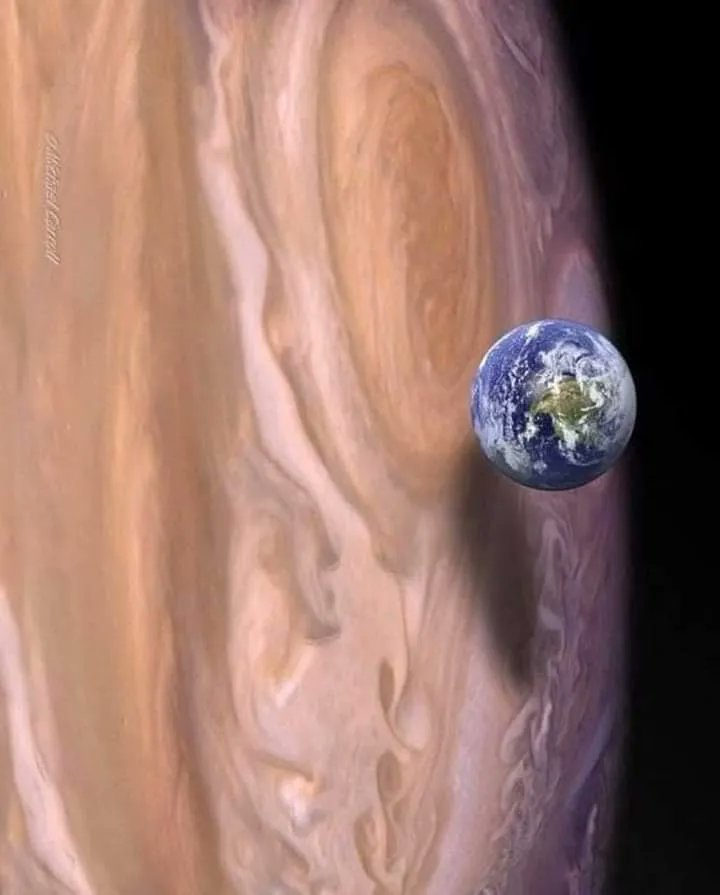 Jupiter's Eye vs. Earth space