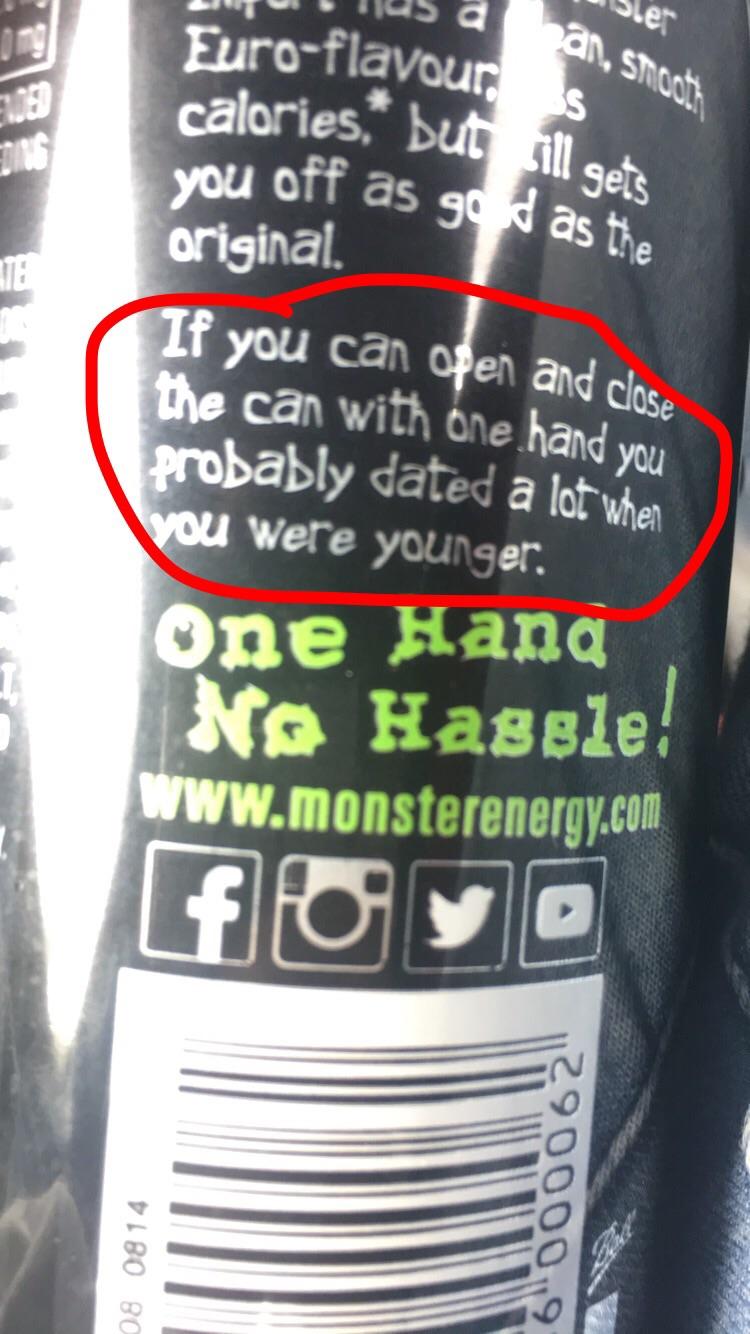 This monster energy drink joke went right over my head, can anyone