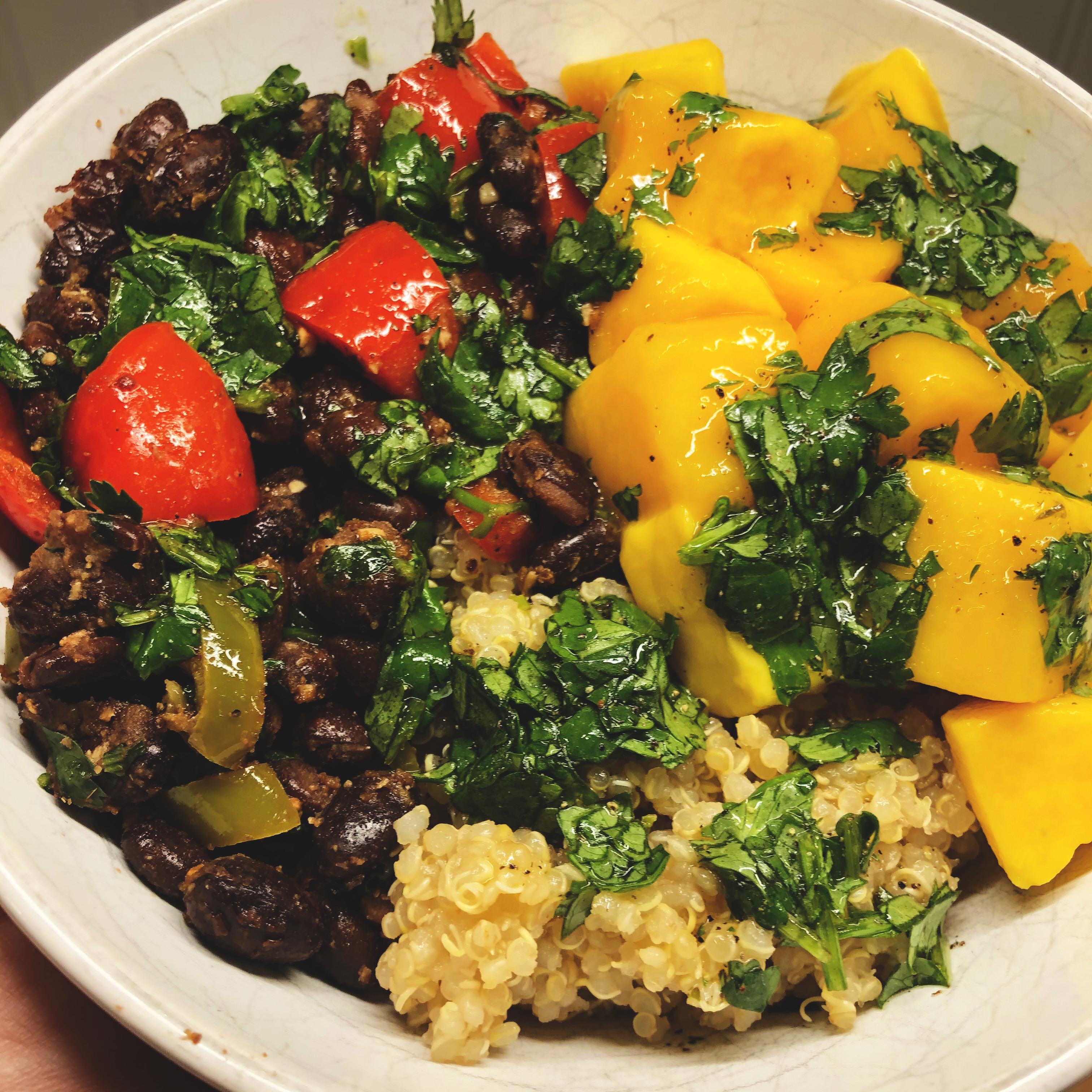 Black bean and mango quinoa bowl. (Recipe called for rice but I prefer