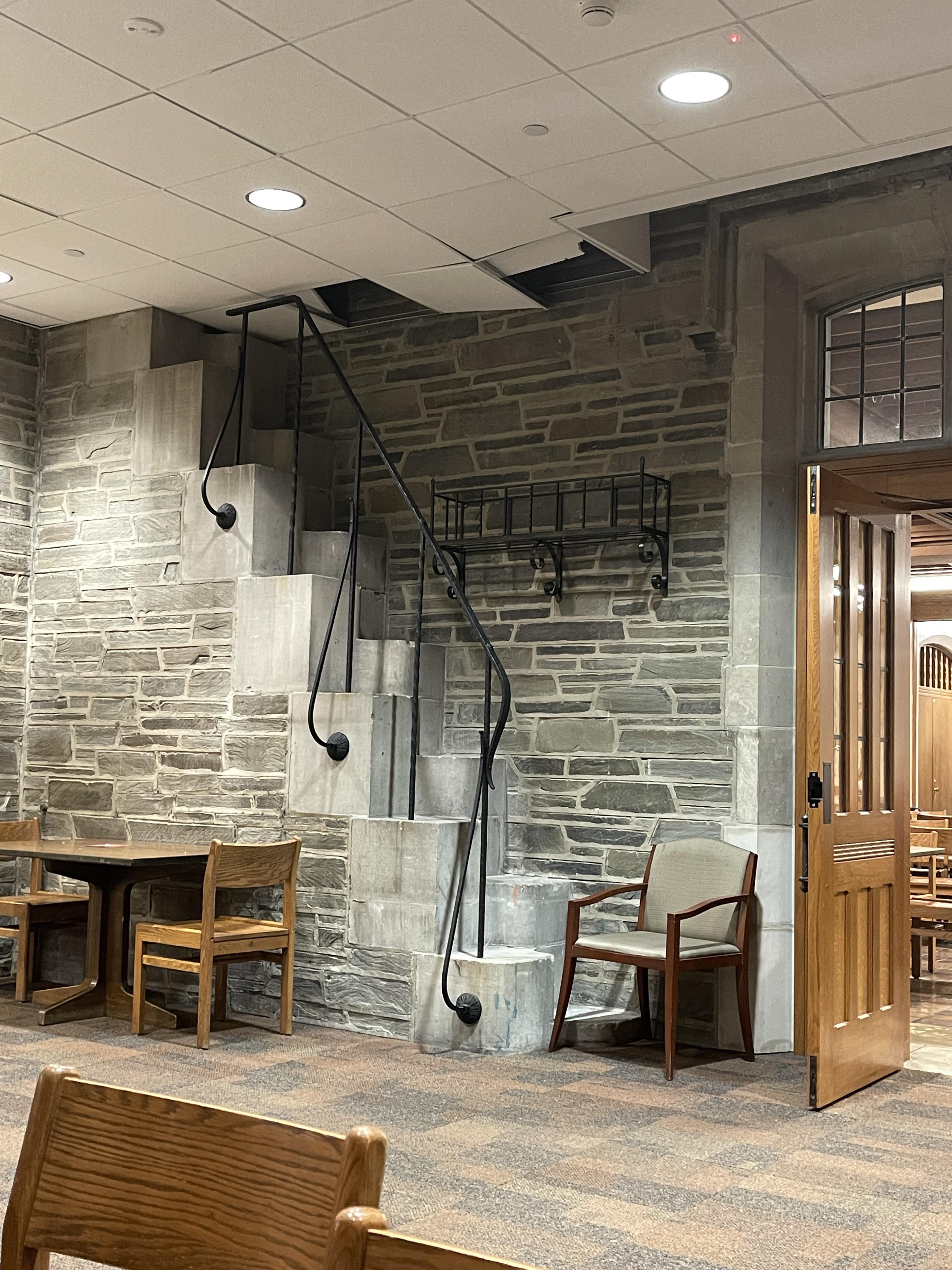 have you noticed the stairs that lead to the ceiling at Okenshields? It