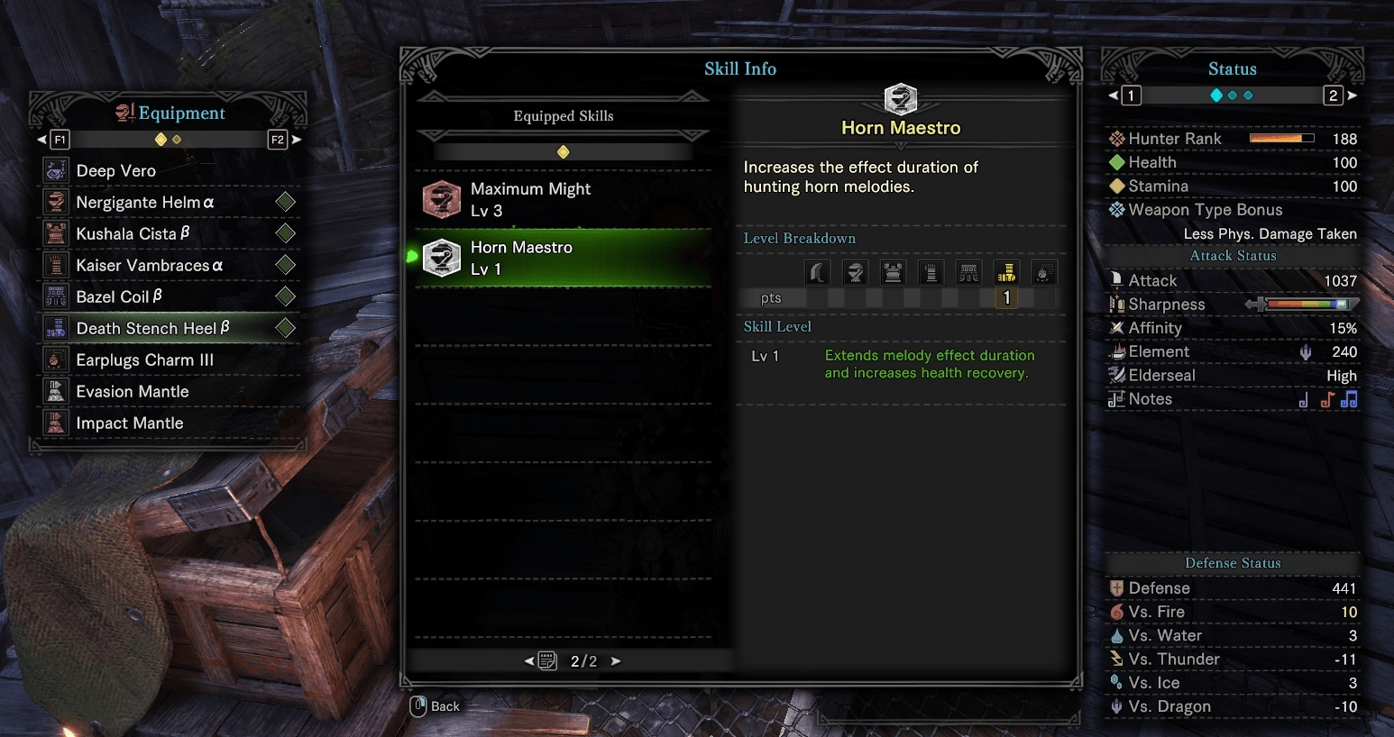 deep Vero hunting horn earplugs build MonsterHunterWorld