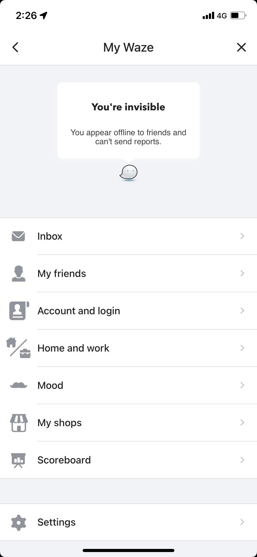 How do I turn off invisible mode? r/waze