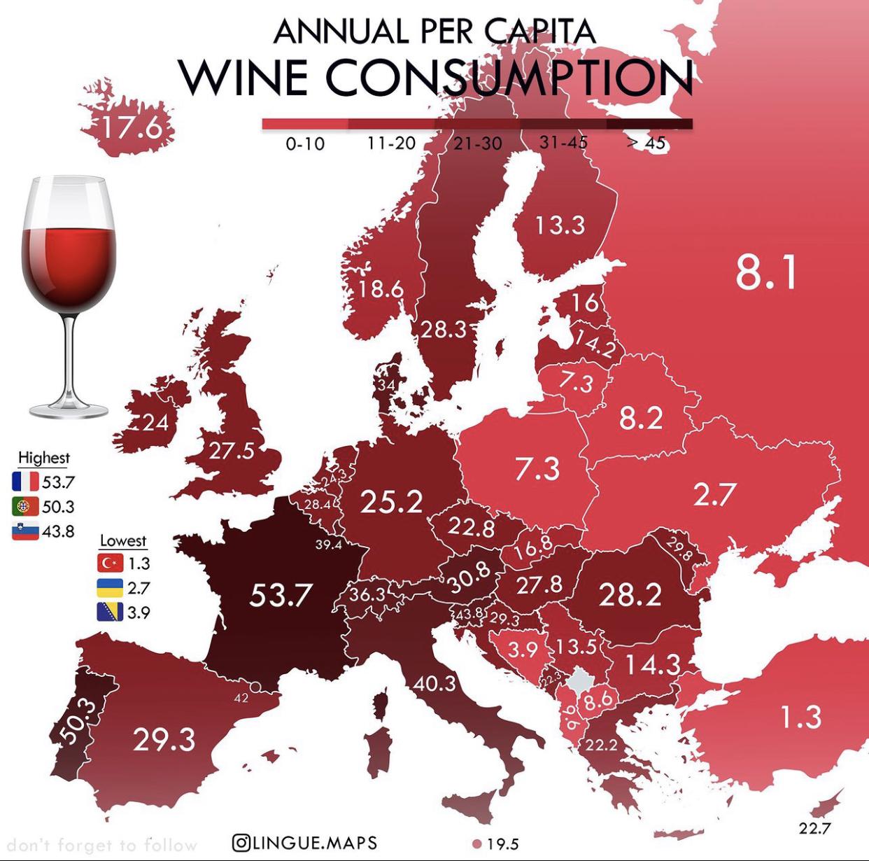 Annual wine consumption per capita r/MapPorn