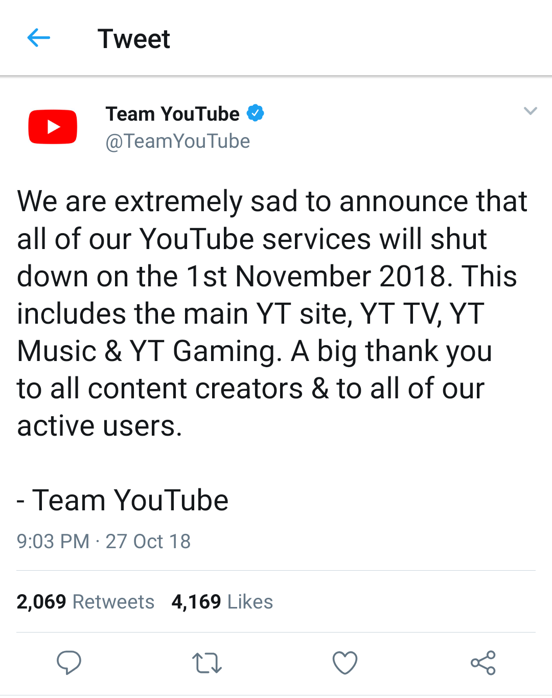 Is YouTube actually shutting down?! r/MakeDejiLaugh