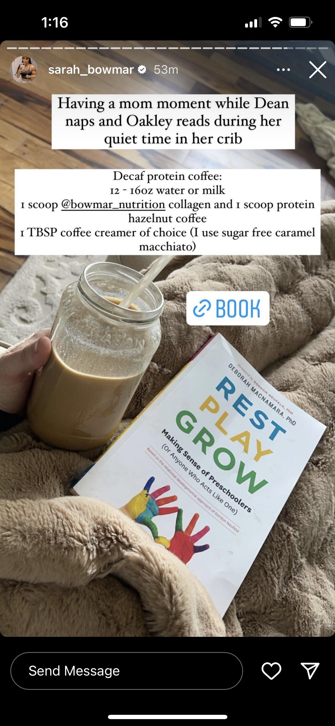 …while Oakley “reads” in her crib. 🙄🙄 SarahBowmar