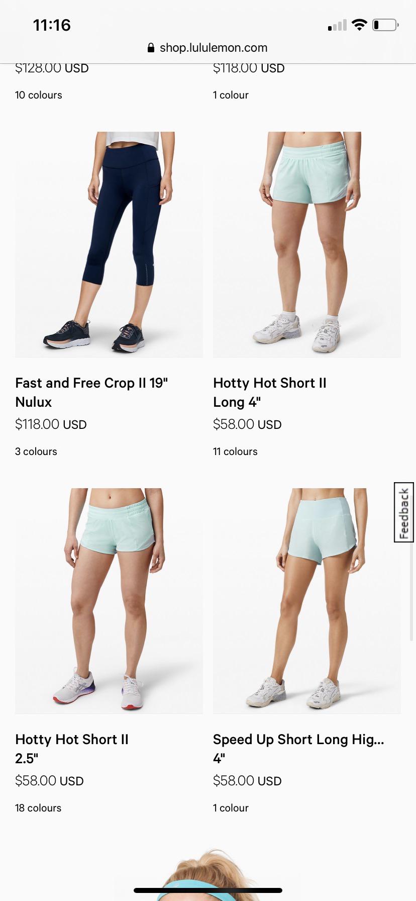 lululemon speed up vs hotty hot shorts